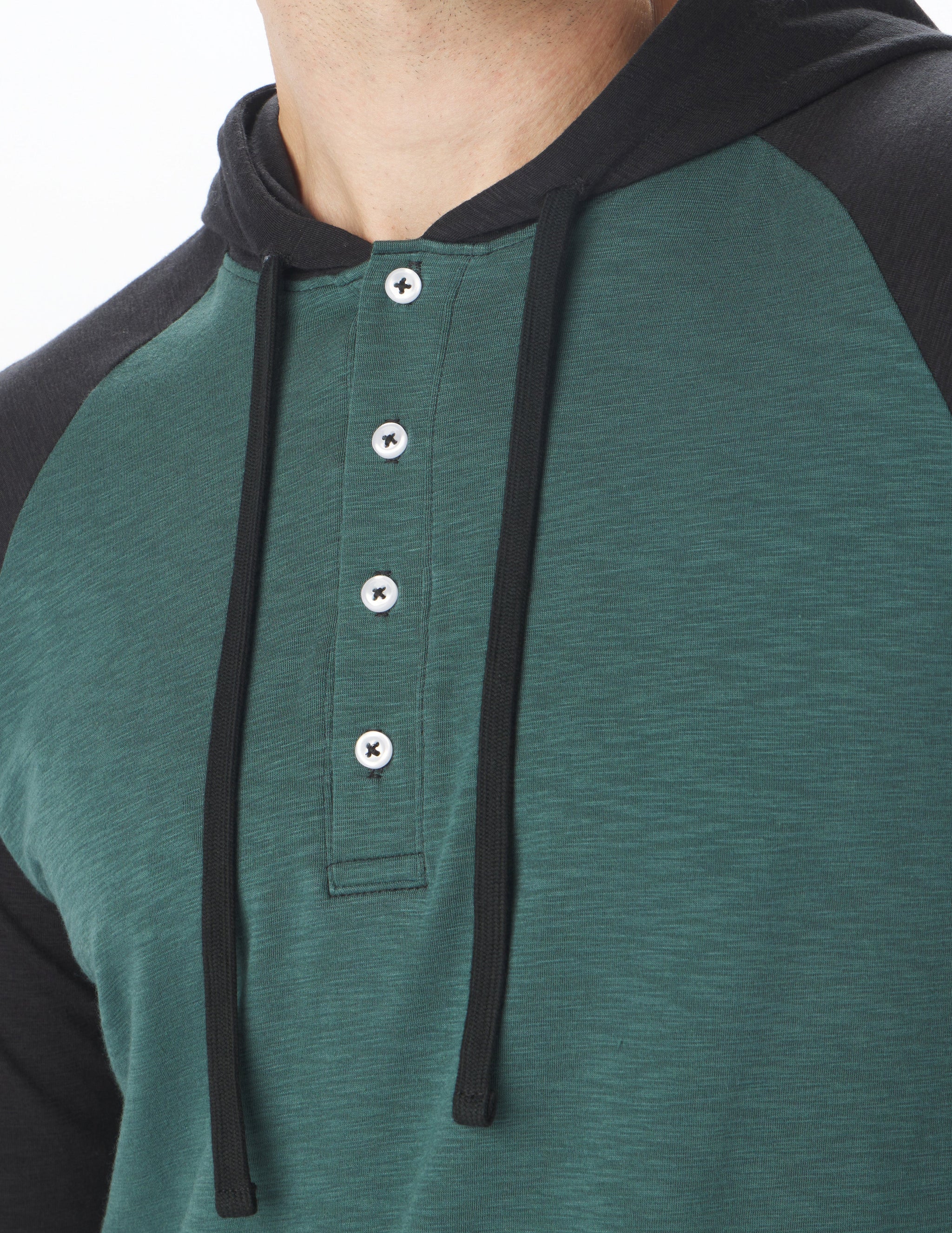 Low Tide Henley Hoodie: Forest/Black Low Tide Henley Hoodie: Forest/Black