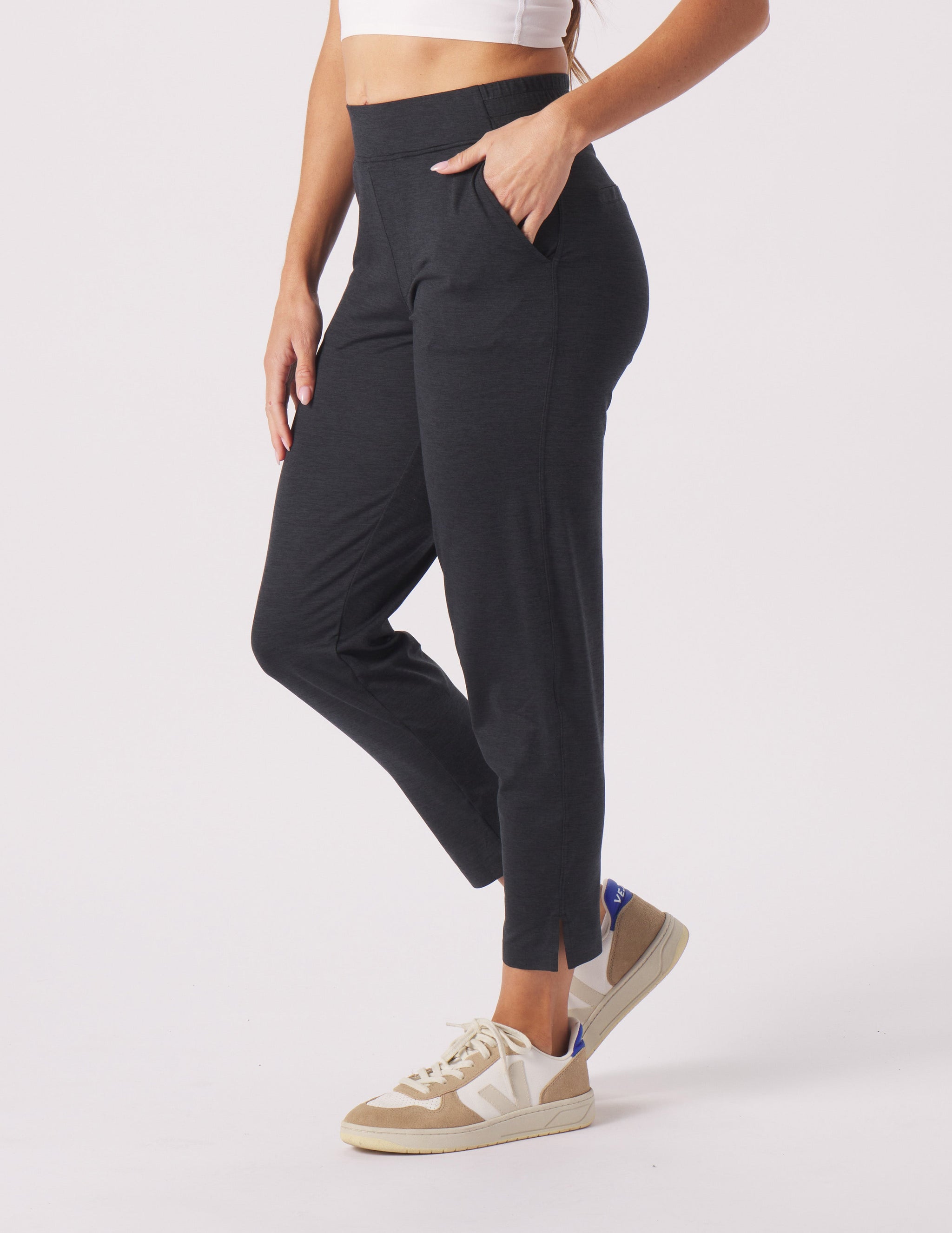 On The Go Ankle Pant: Black Marble On The Go Ankle Pant: Black Marble