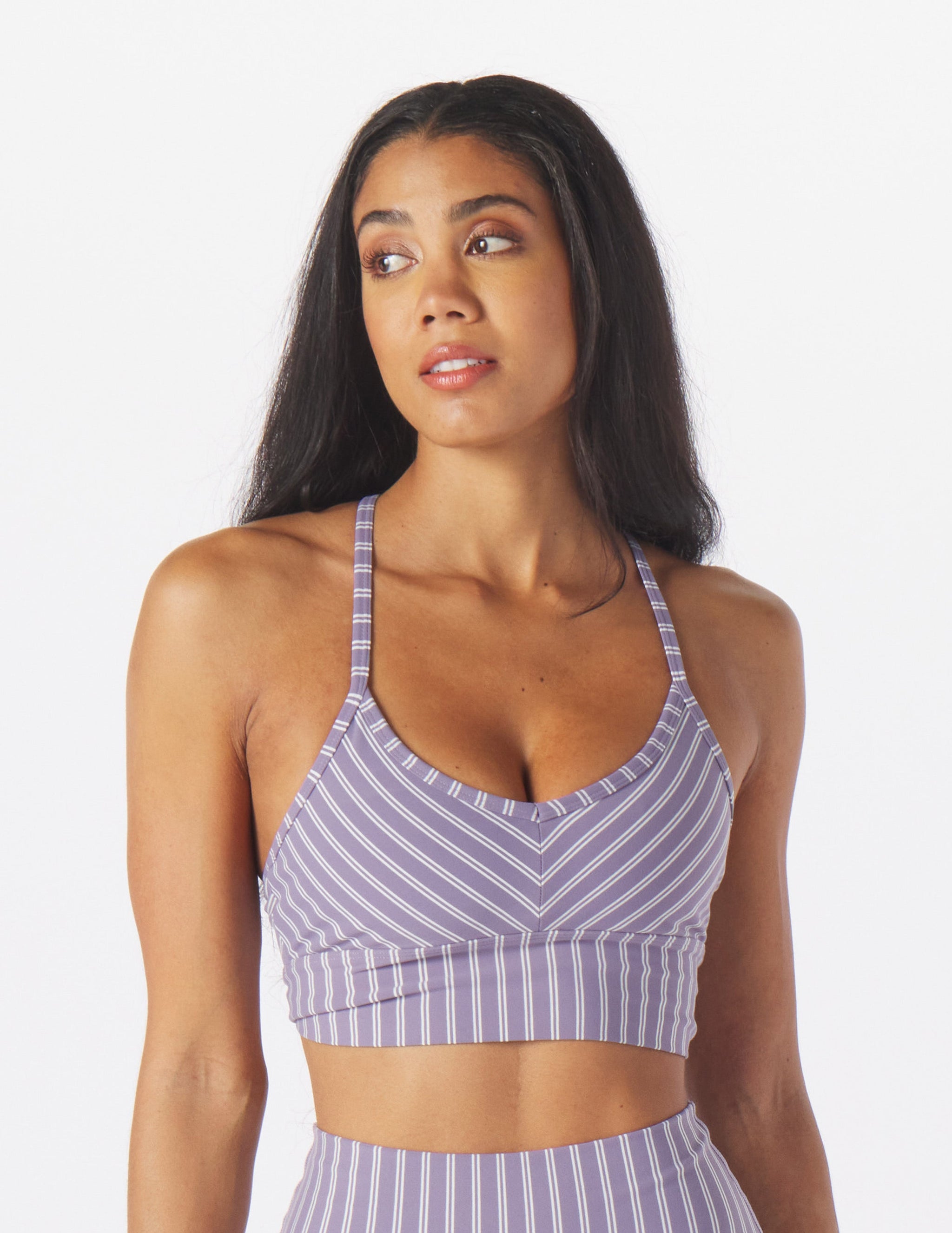 Premier Bra: Amethyst/Oatmilk Stripe Premier Bra: Amethyst/Oatmilk Stripe