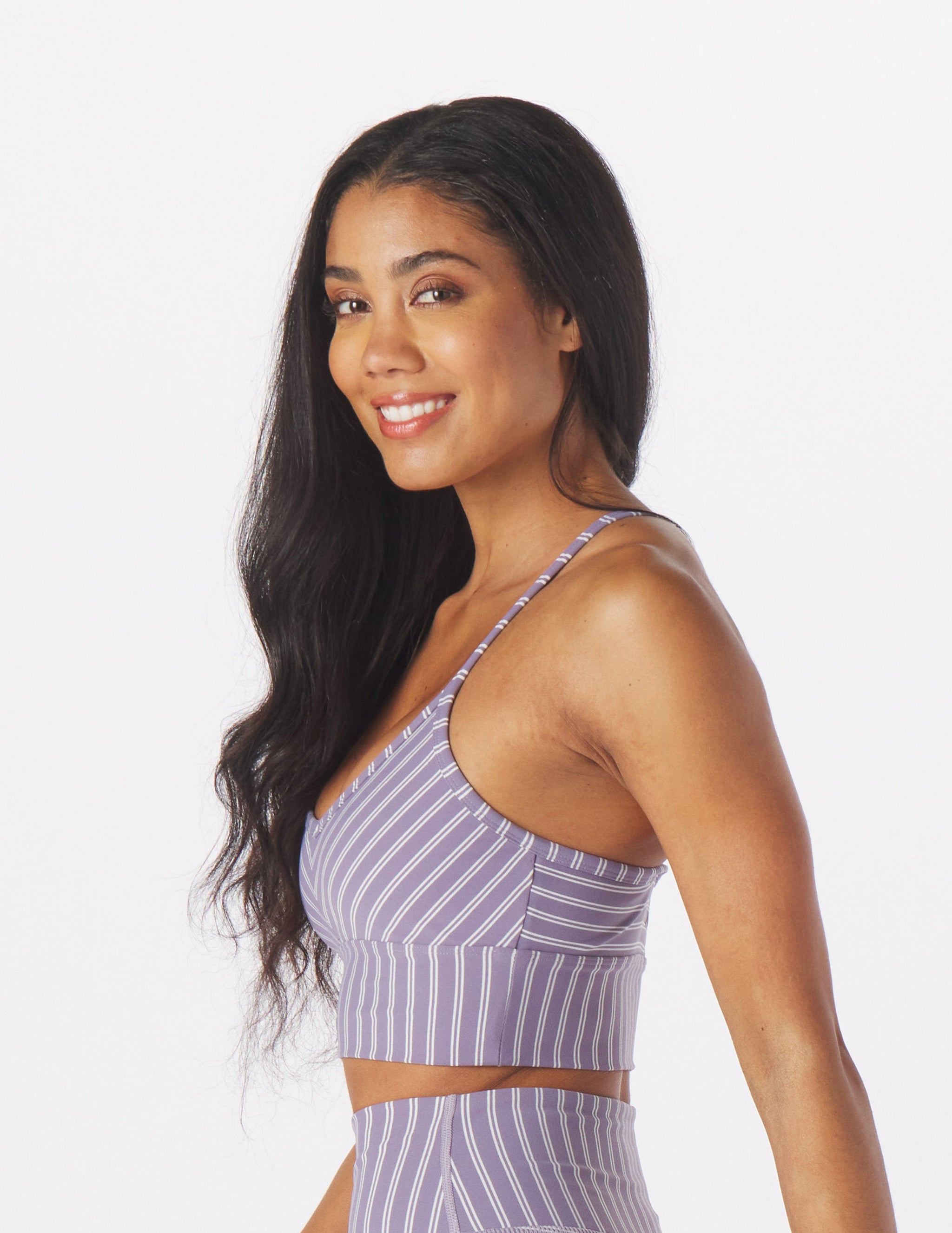 Premier Bra: Amethyst/Oatmilk Stripe Premier Bra: Amethyst/Oatmilk Stripe