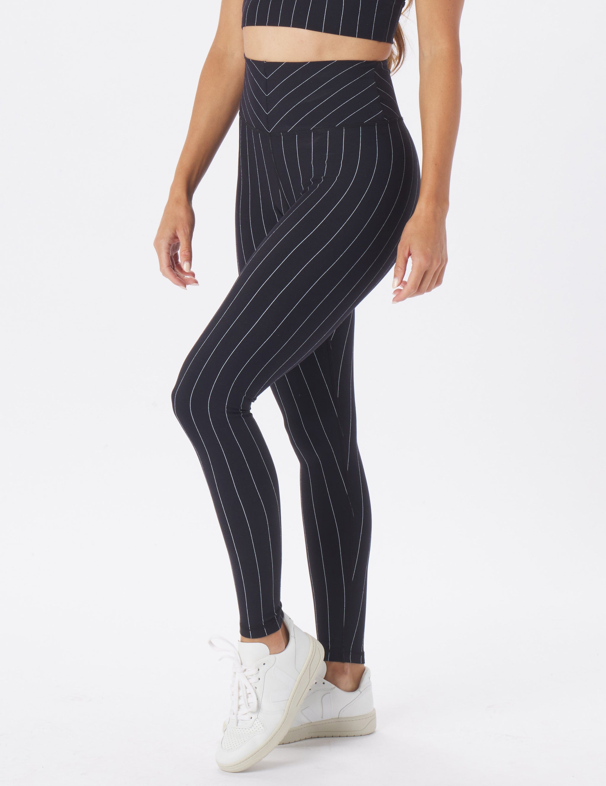 Pursuit Legging: Black/White Pin Stripe Pursuit Legging: Black/White Pin Stripe