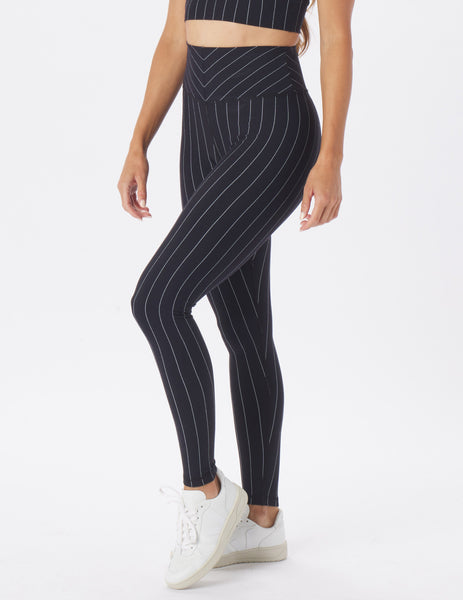 Pursuit Legging Black White Pin Stripe Glyder