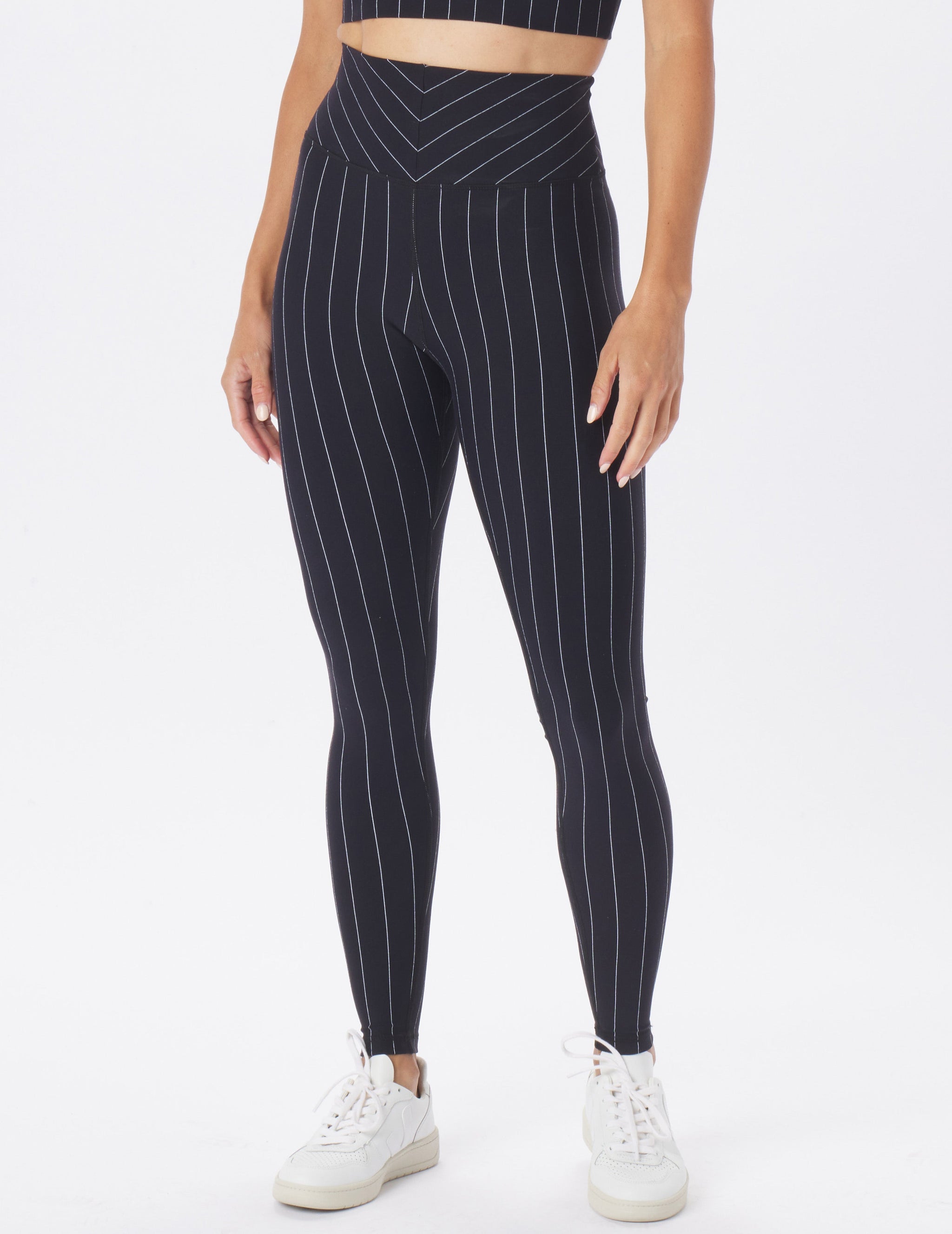 Pursuit Legging: Black/White Pin Stripe Pursuit Legging: Black/White Pin Stripe