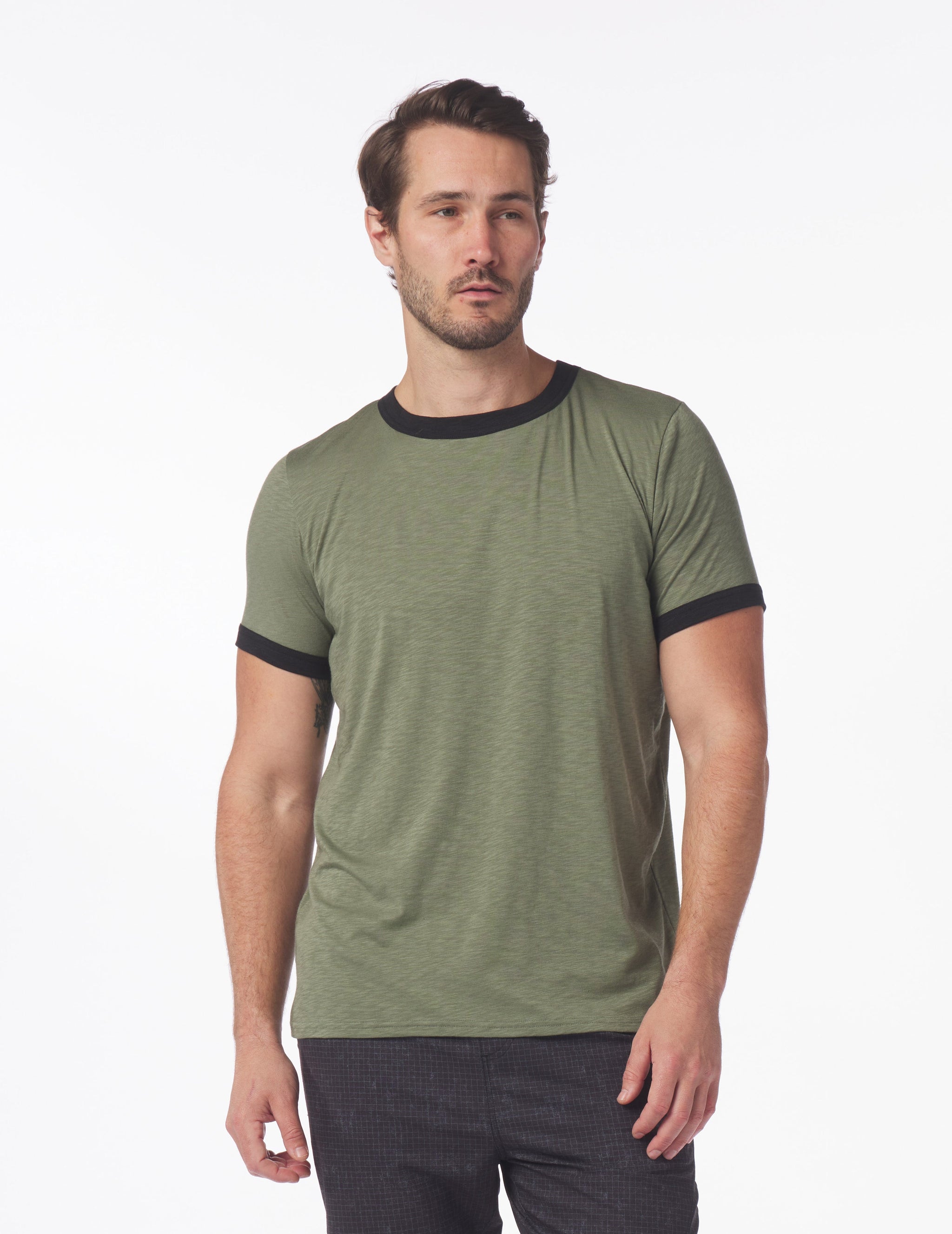 Ringer Tee: Moss Heather Ringer Tee: Moss Heather