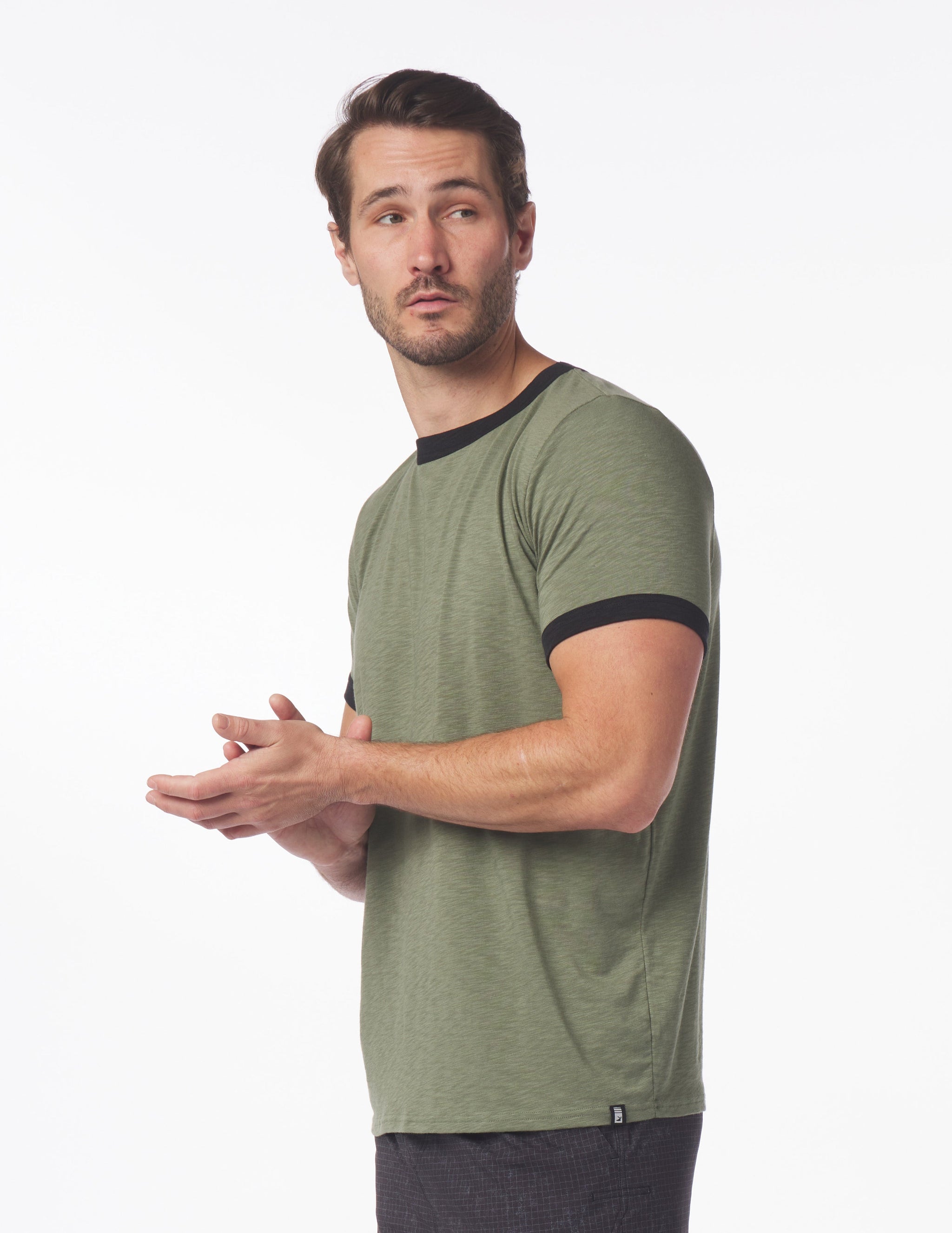 Ringer Tee: Moss Heather Ringer Tee: Moss Heather