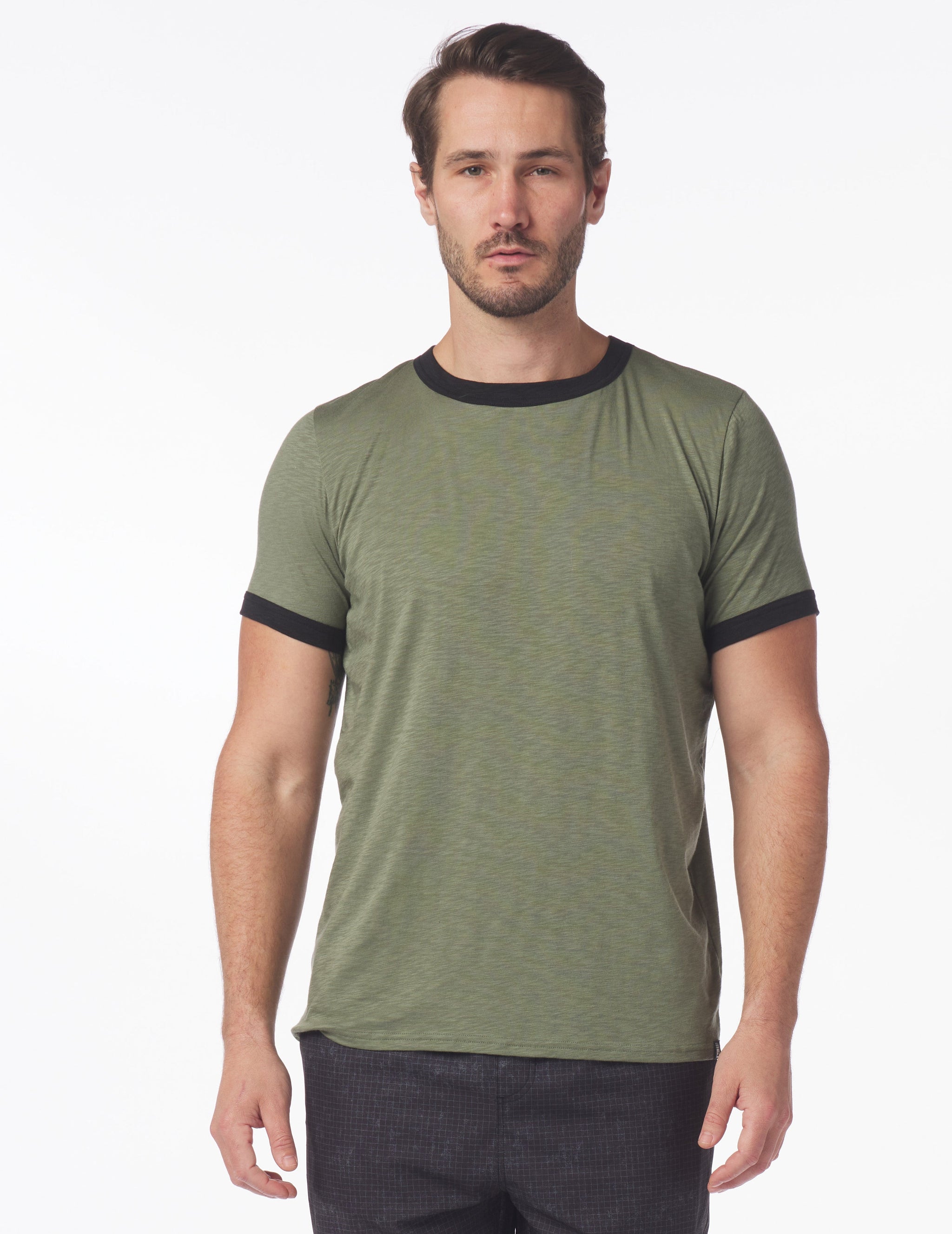 Ringer Tee: Moss Heather Ringer Tee: Moss Heather