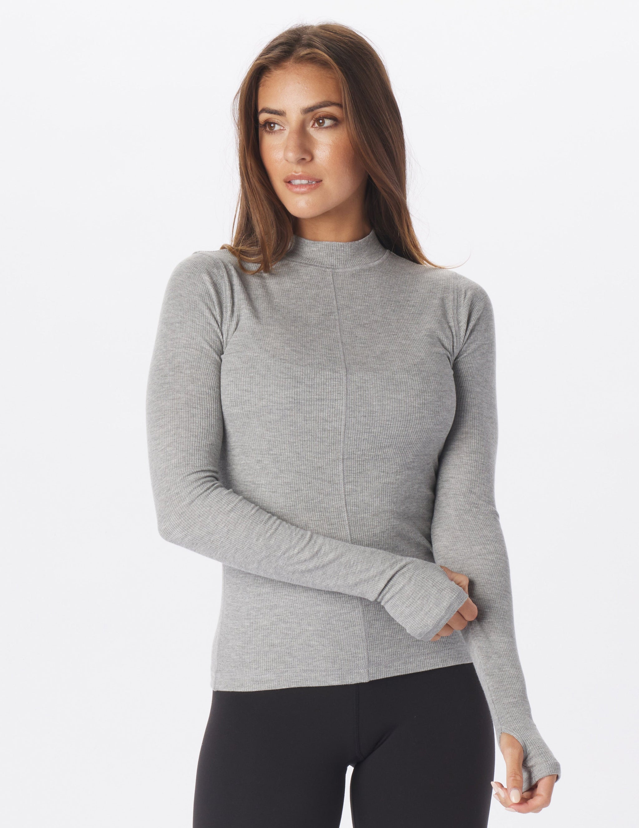 Ruby Mock Neck Long Sleeve: Silver Fog Ruby Mock Neck Long Sleeve: Silver Fog