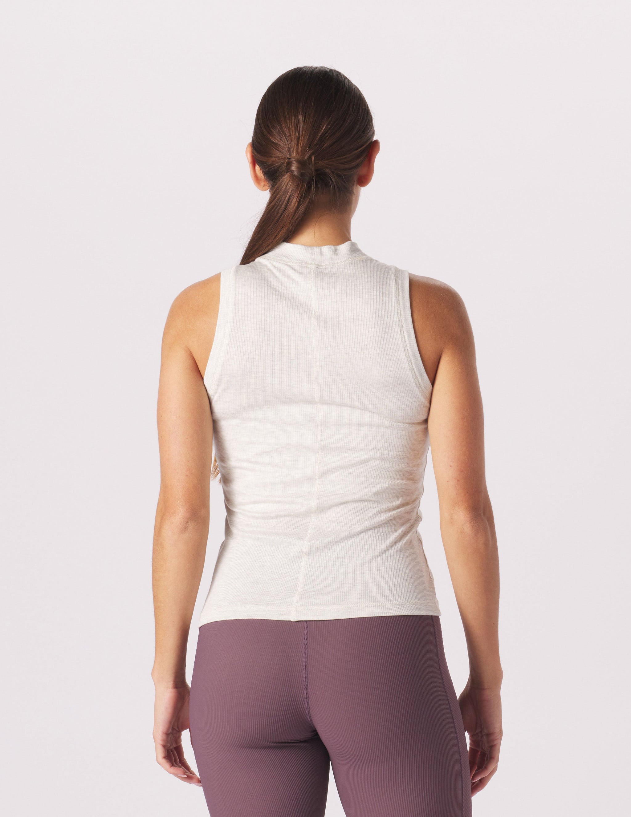 Ruby Mock Neck Tank: Oatmilk Ruby Mock Neck Tank: Oatmilk
