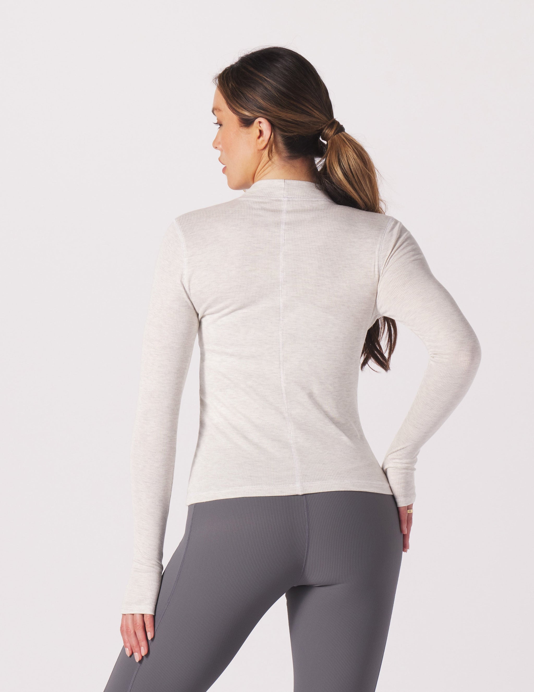 Ruby Mock Neck Long Sleeve: Oatmilk Ruby Mock Neck Long Sleeve: Oatmilk