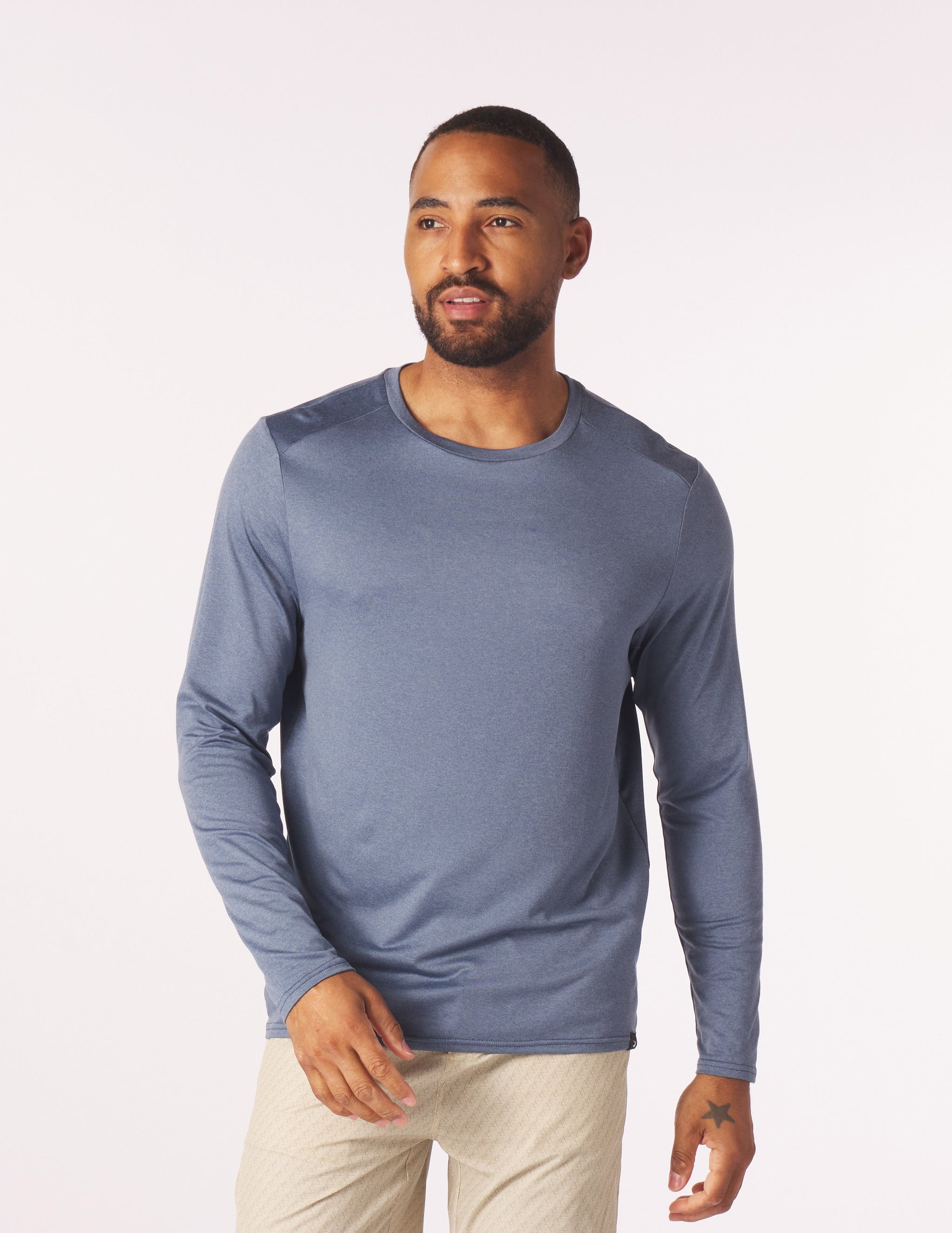 Salton Long Sleeve: Washed Blue Heather Salton Long Sleeve: Washed Blue Heather