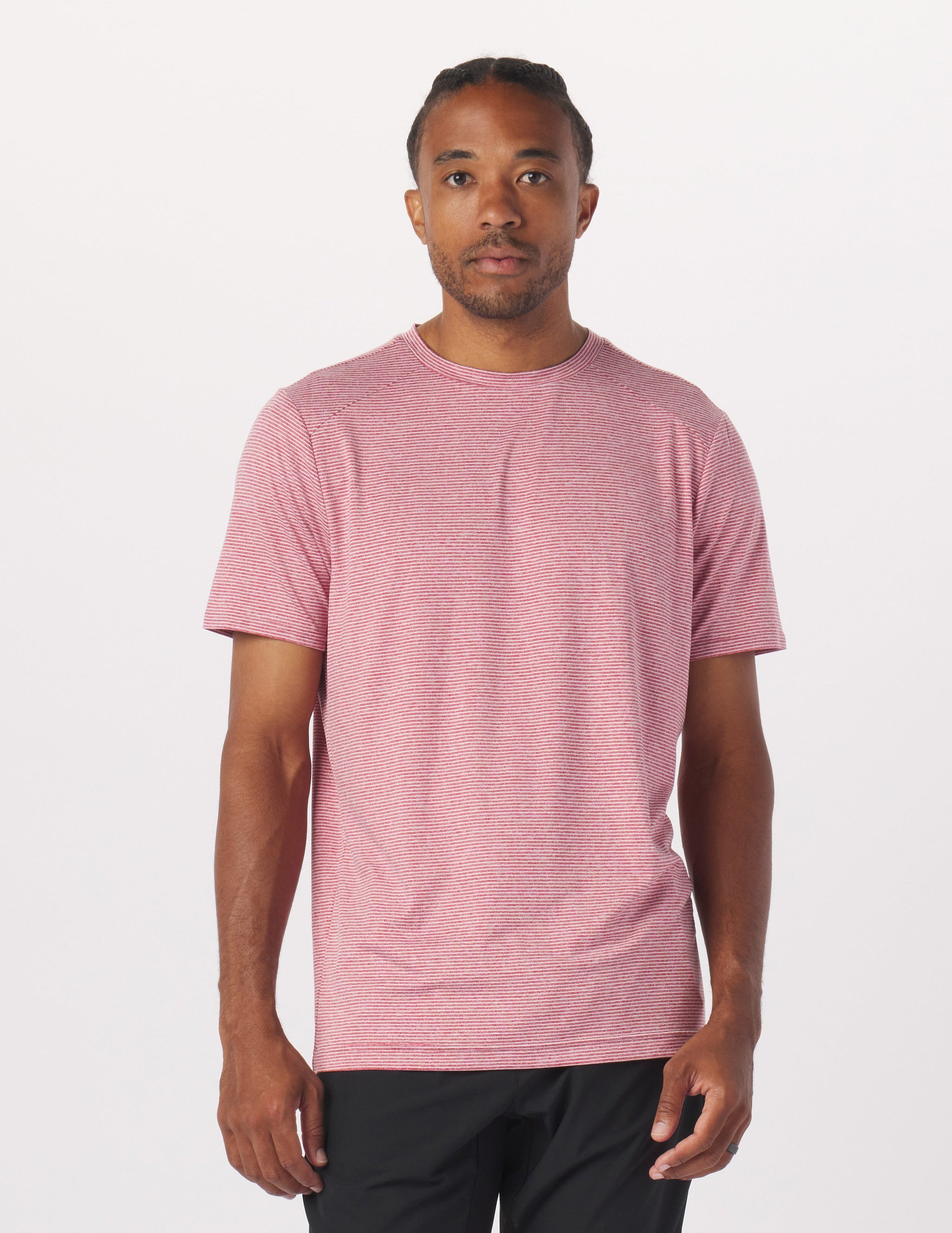 Salton Short Sleeve: Cardinal/Oatmilk Stripe Salton Short Sleeve: Cardinal/Oatmilk Stripe