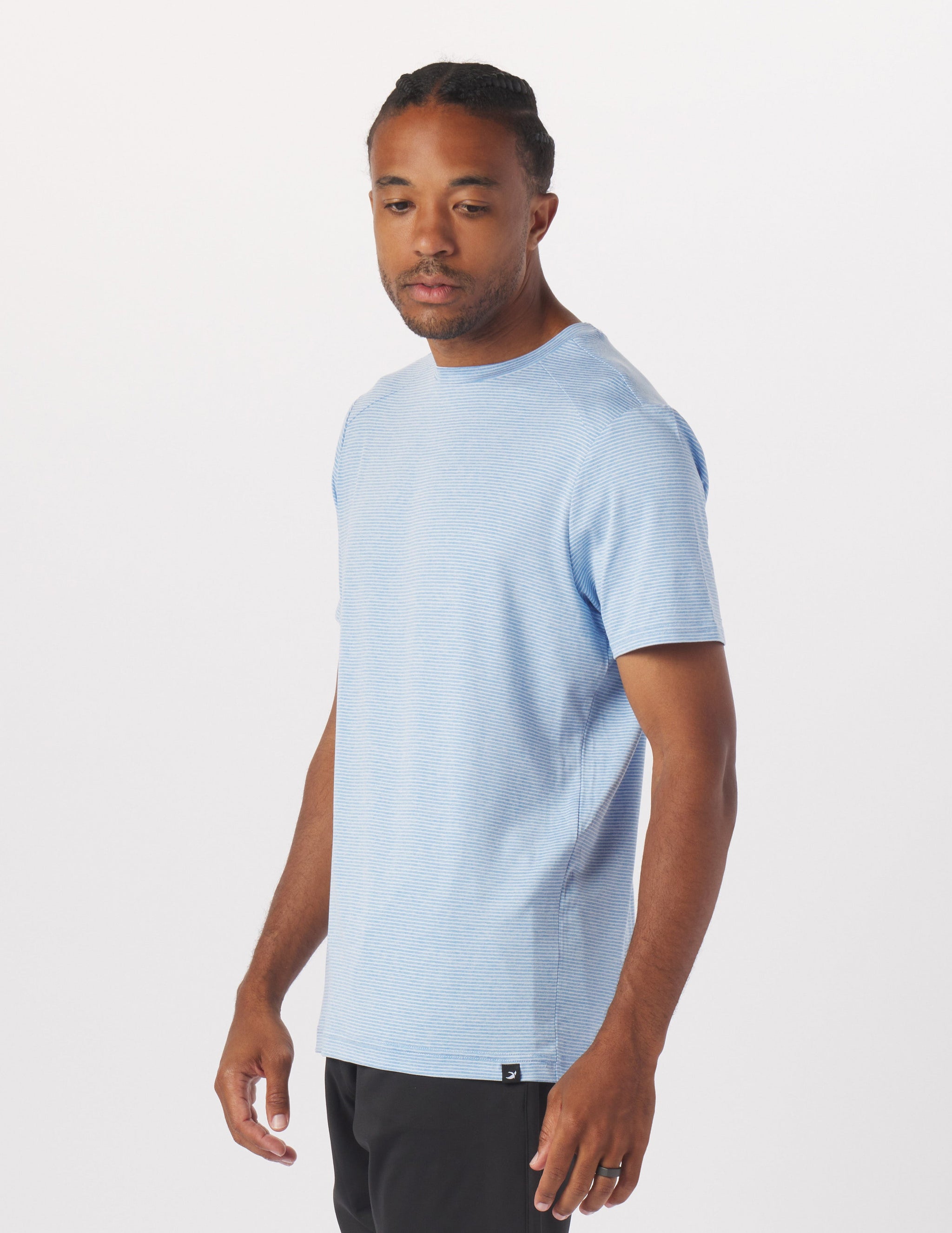 Salton Short Sleeve: Ice Blue/Oatmilk Stripe Salton Short Sleeve: Ice Blue/Oatmilk Stripe