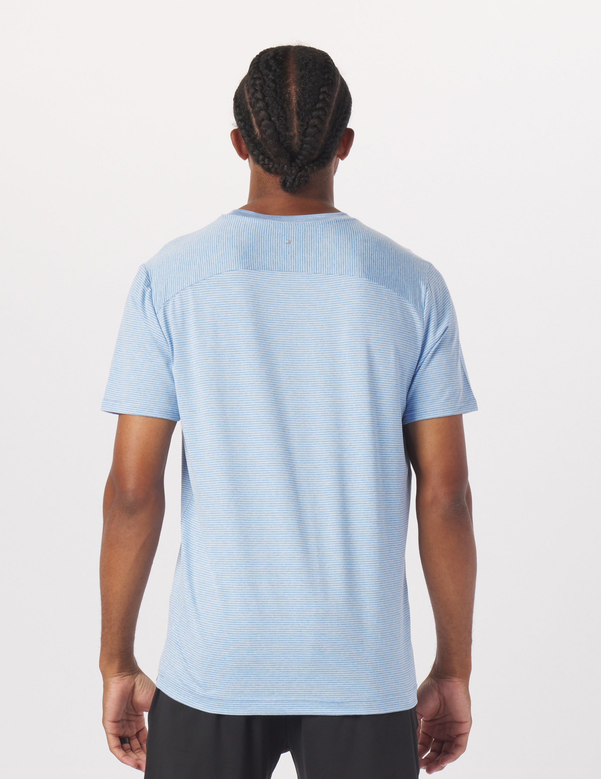 Salton Short Sleeve: Ice Blue/Oatmilk Stripe Salton Short Sleeve: Ice Blue/Oatmilk Stripe