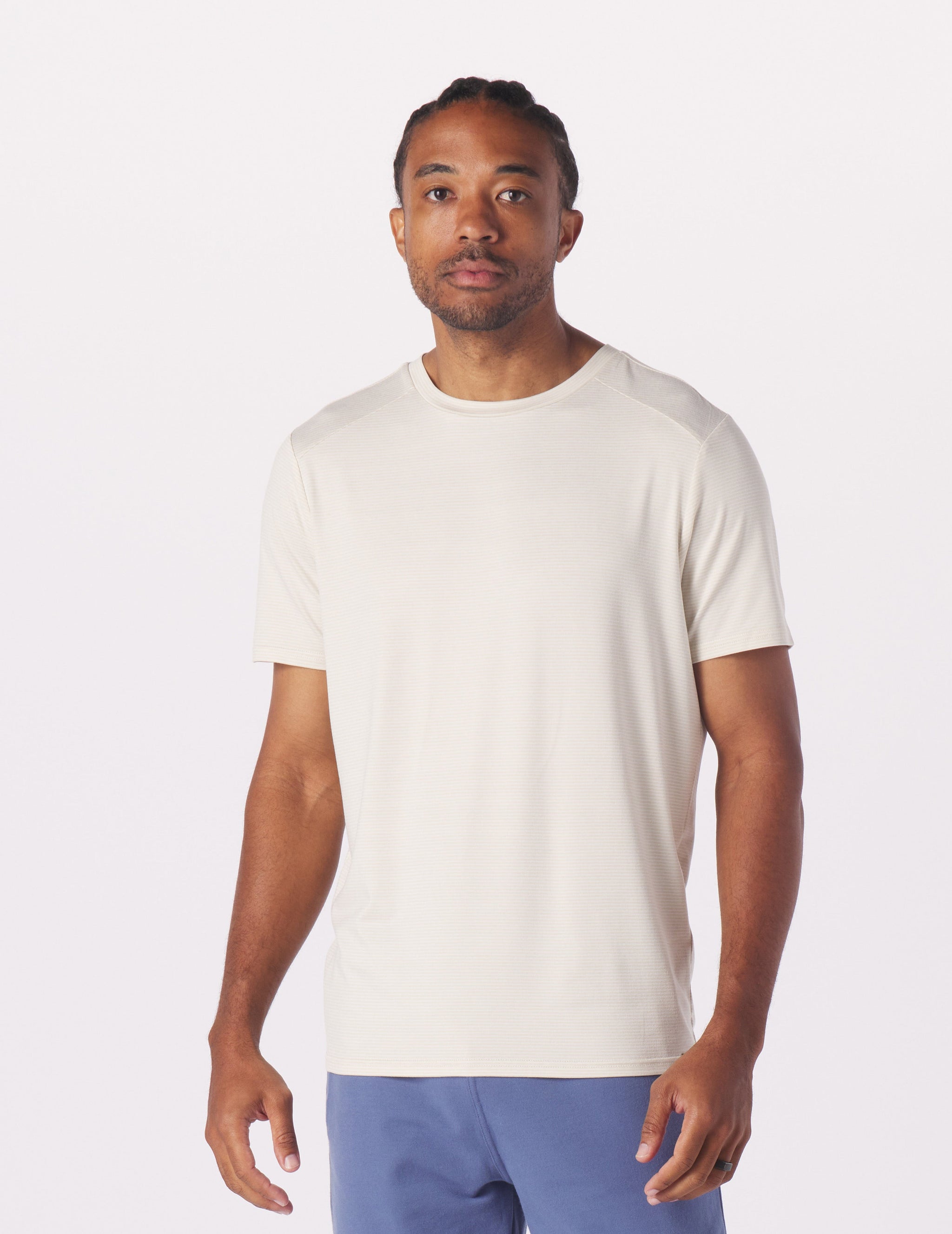 Salton Short Sleeve: Oatmilk/White Stripe Salton Short Sleeve: Oatmilk/White Stripe