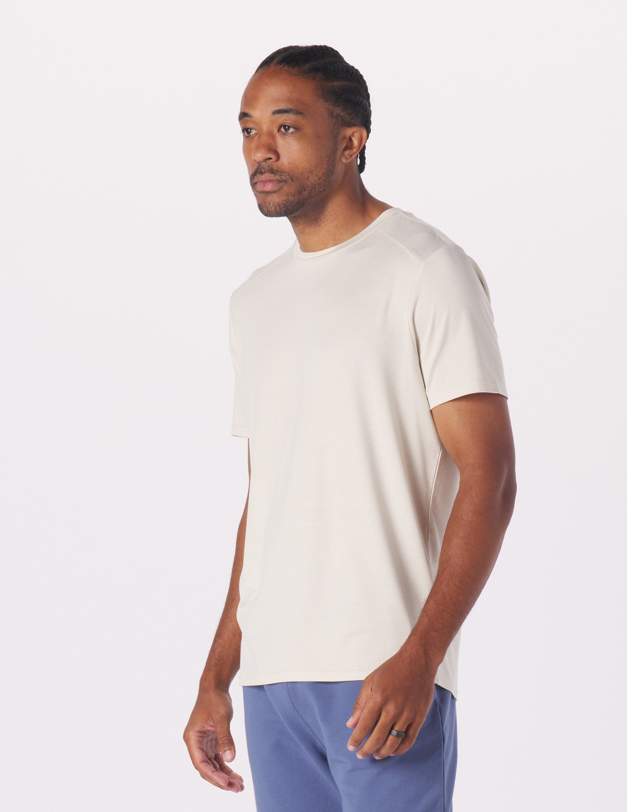 Salton Short Sleeve: Oatmilk/White Stripe Salton Short Sleeve: Oatmilk/White Stripe