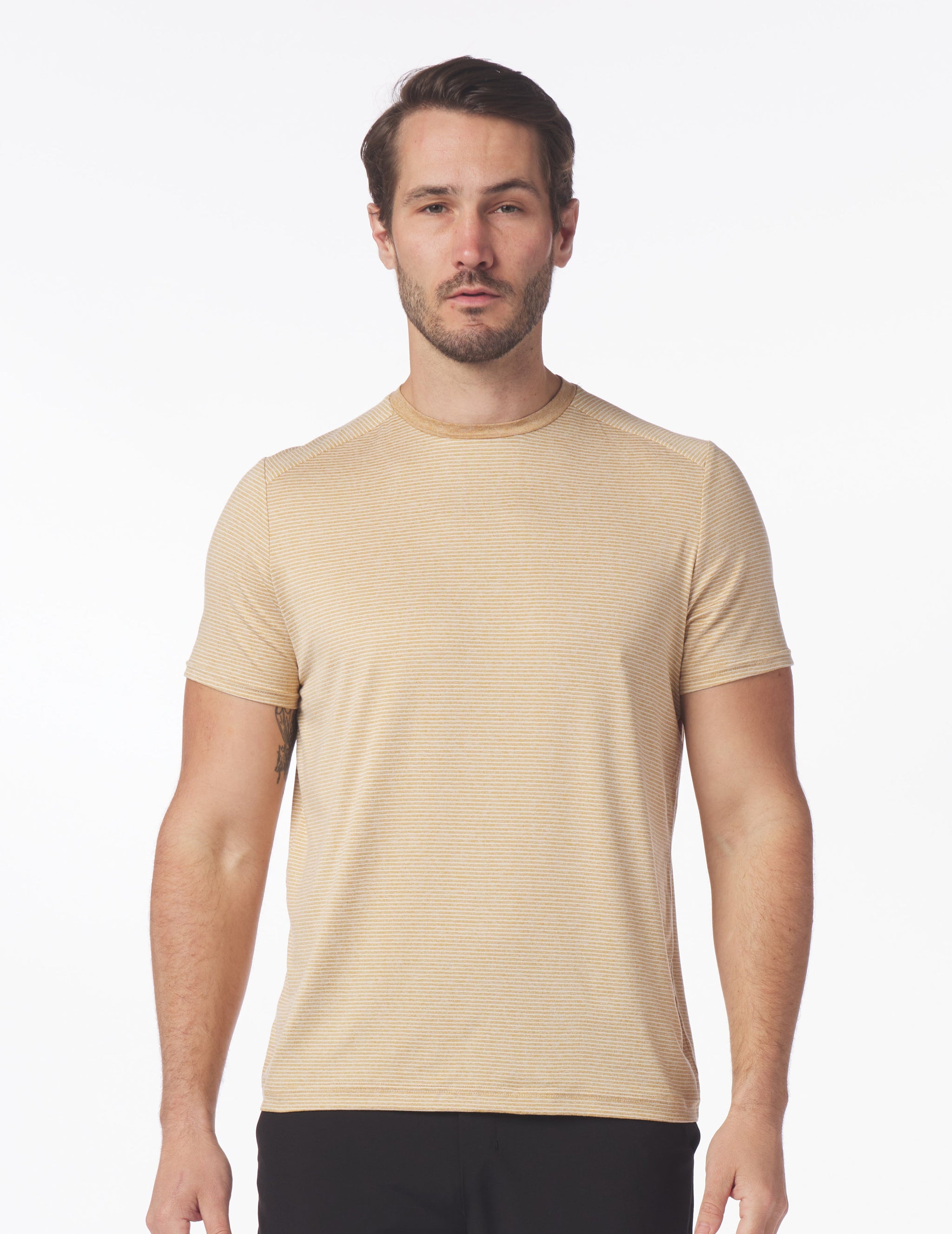 Salton Short Sleeve: Ochre Heather/White Stripe Salton Short Sleeve: Ochre Heather/White Stripe