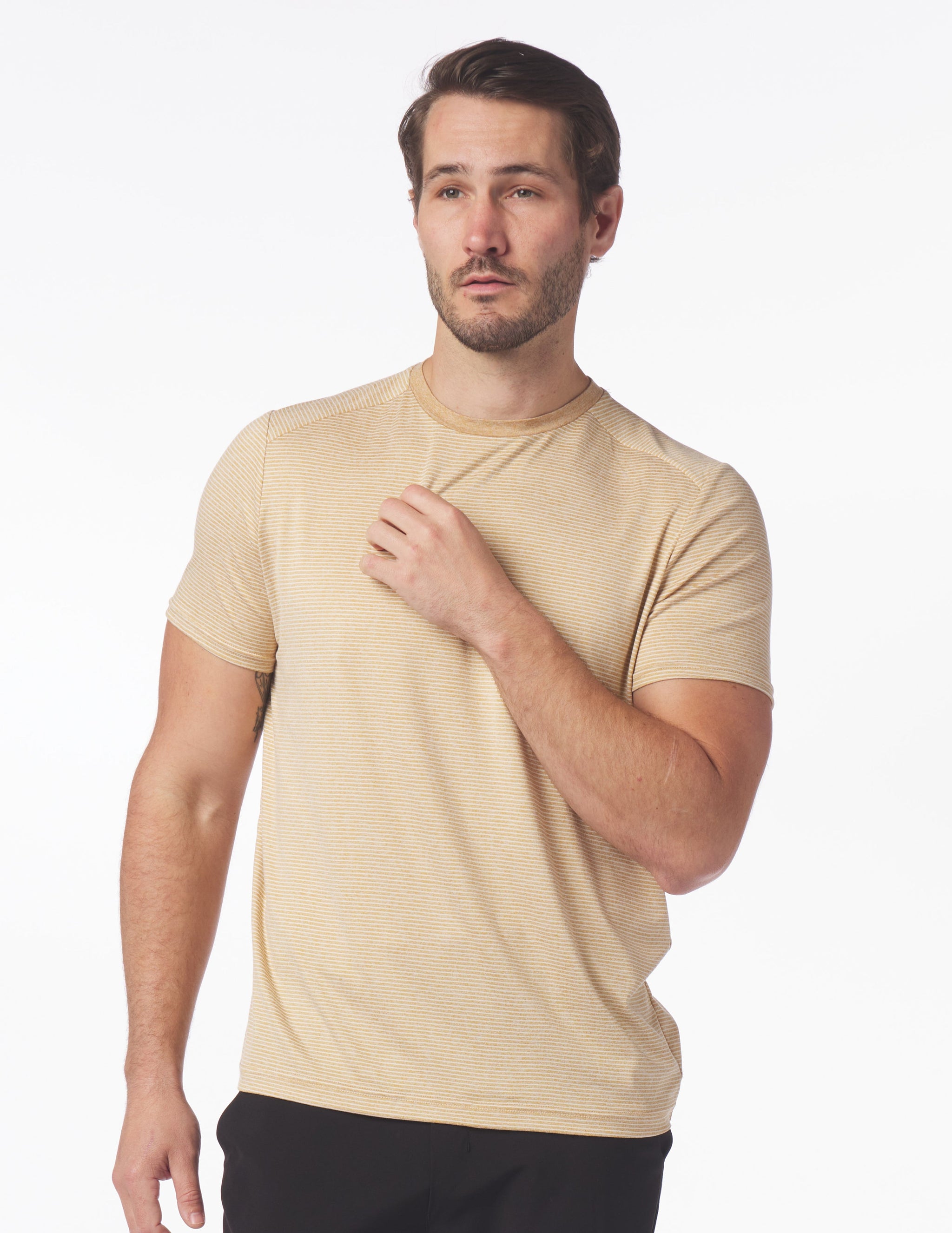 Salton Short Sleeve: Ochre Heather/White Stripe Salton Short Sleeve: Ochre Heather/White Stripe
