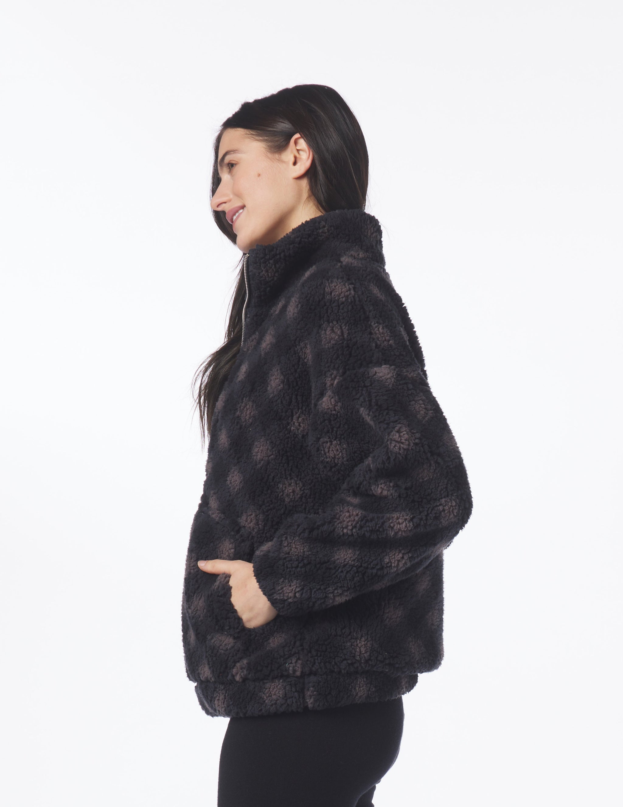 Sherpa Quarter Zip: Black Buffalo Plaid Sherpa Quarter Zip: Black Buffalo Plaid