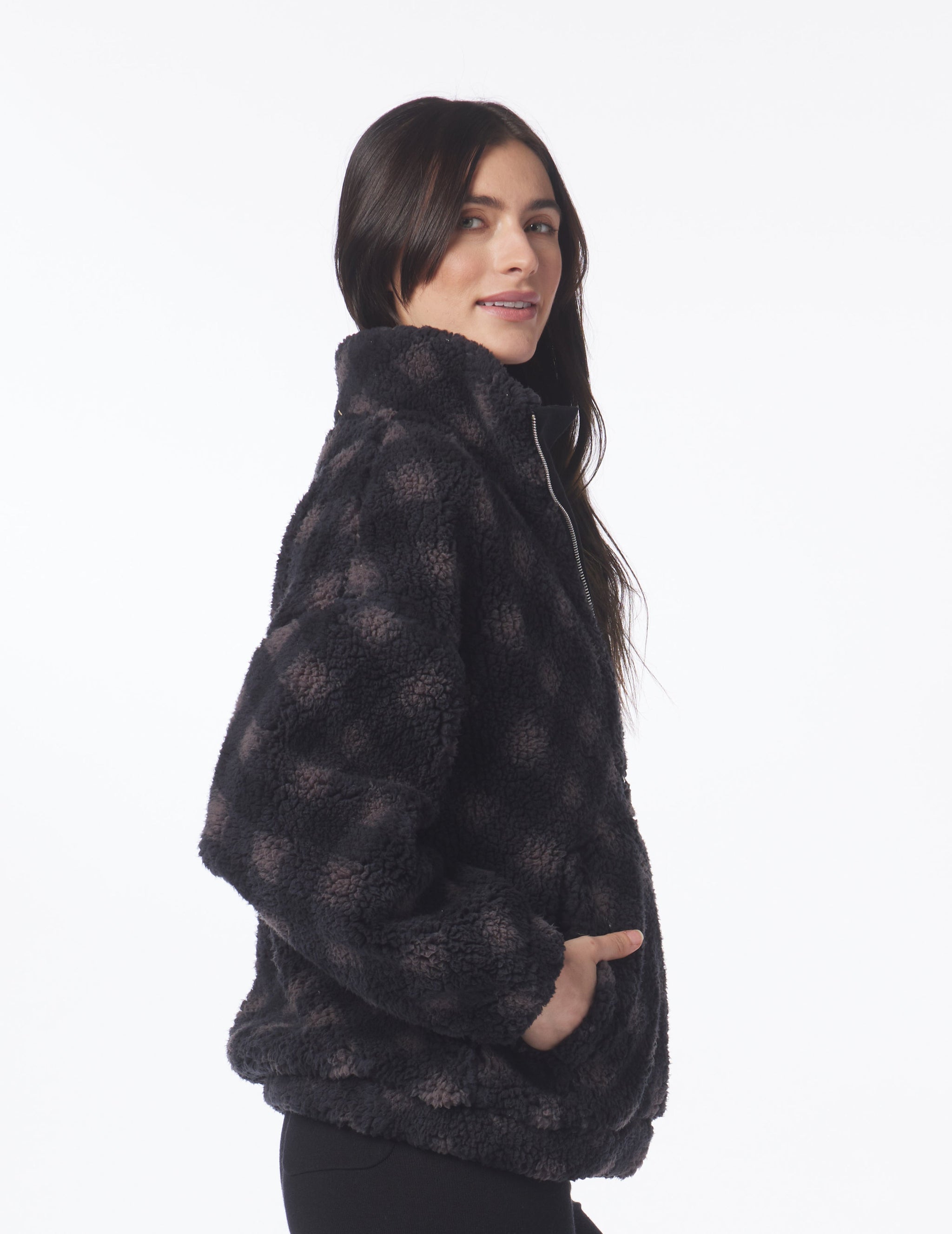 Sherpa Quarter Zip: Black Buffalo Plaid Sherpa Quarter Zip: Black Buffalo Plaid