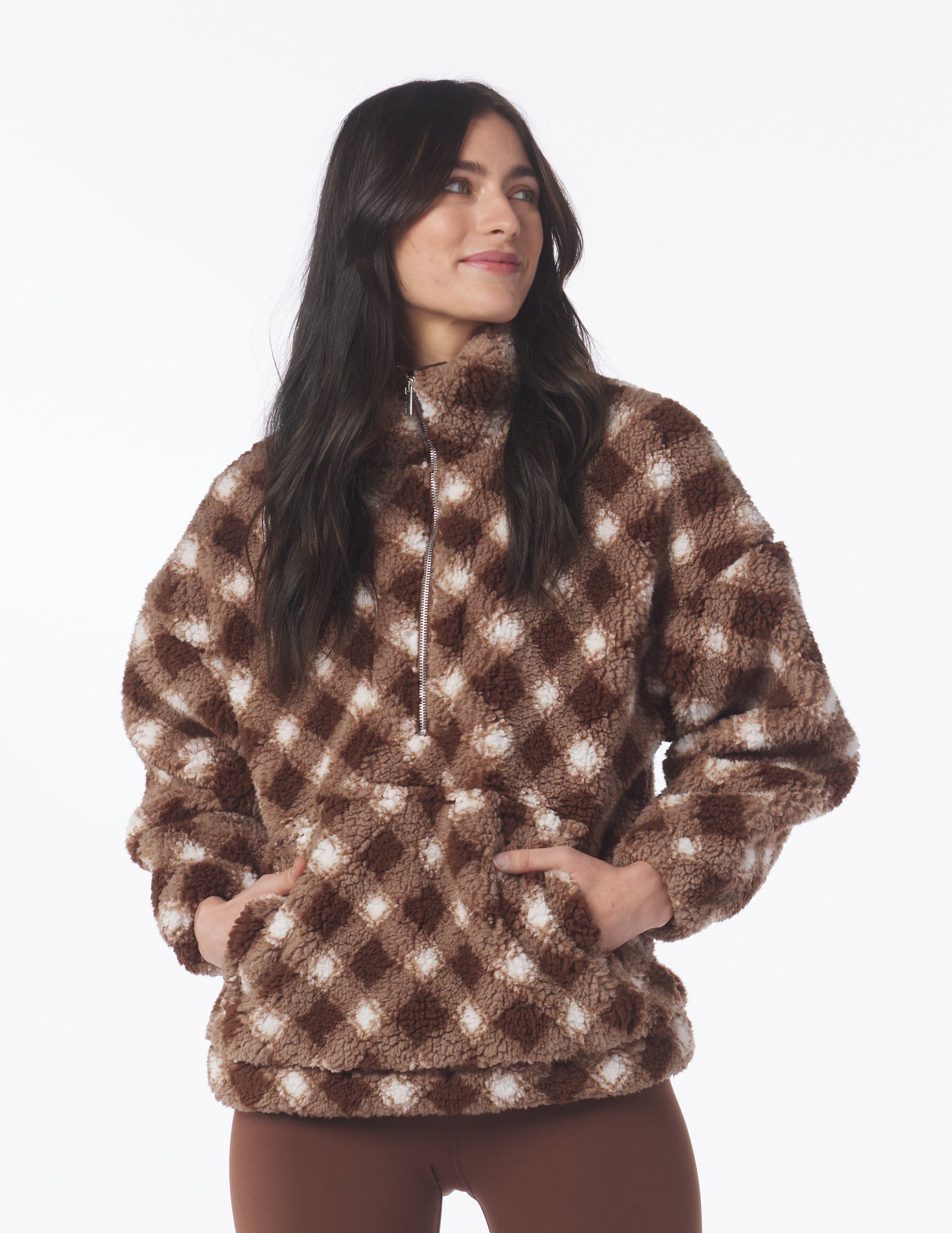 Sherpa Quarter Zip: Espresso Buffalo Plaid Sherpa Quarter Zip: Espresso Buffalo Plaid