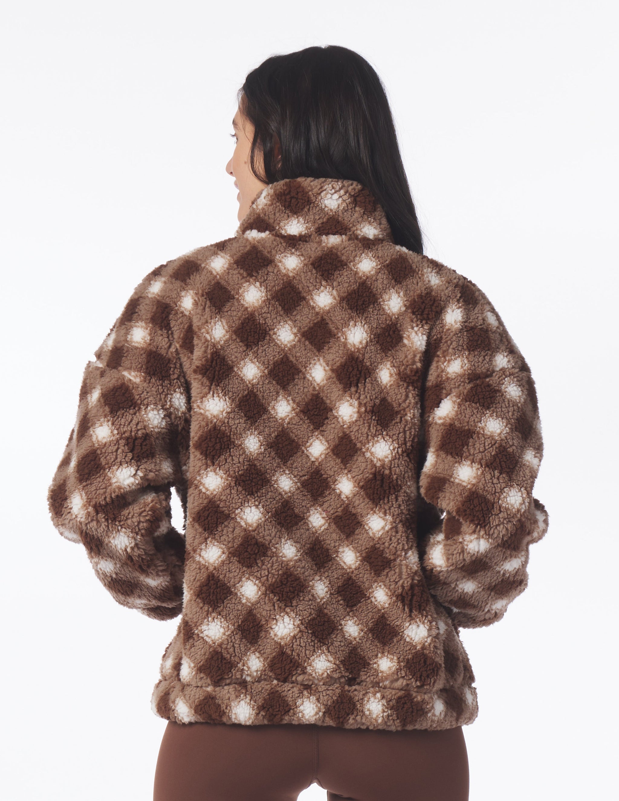 Sherpa Quarter Zip: Espresso Buffalo Plaid Sherpa Quarter Zip: Espresso Buffalo Plaid