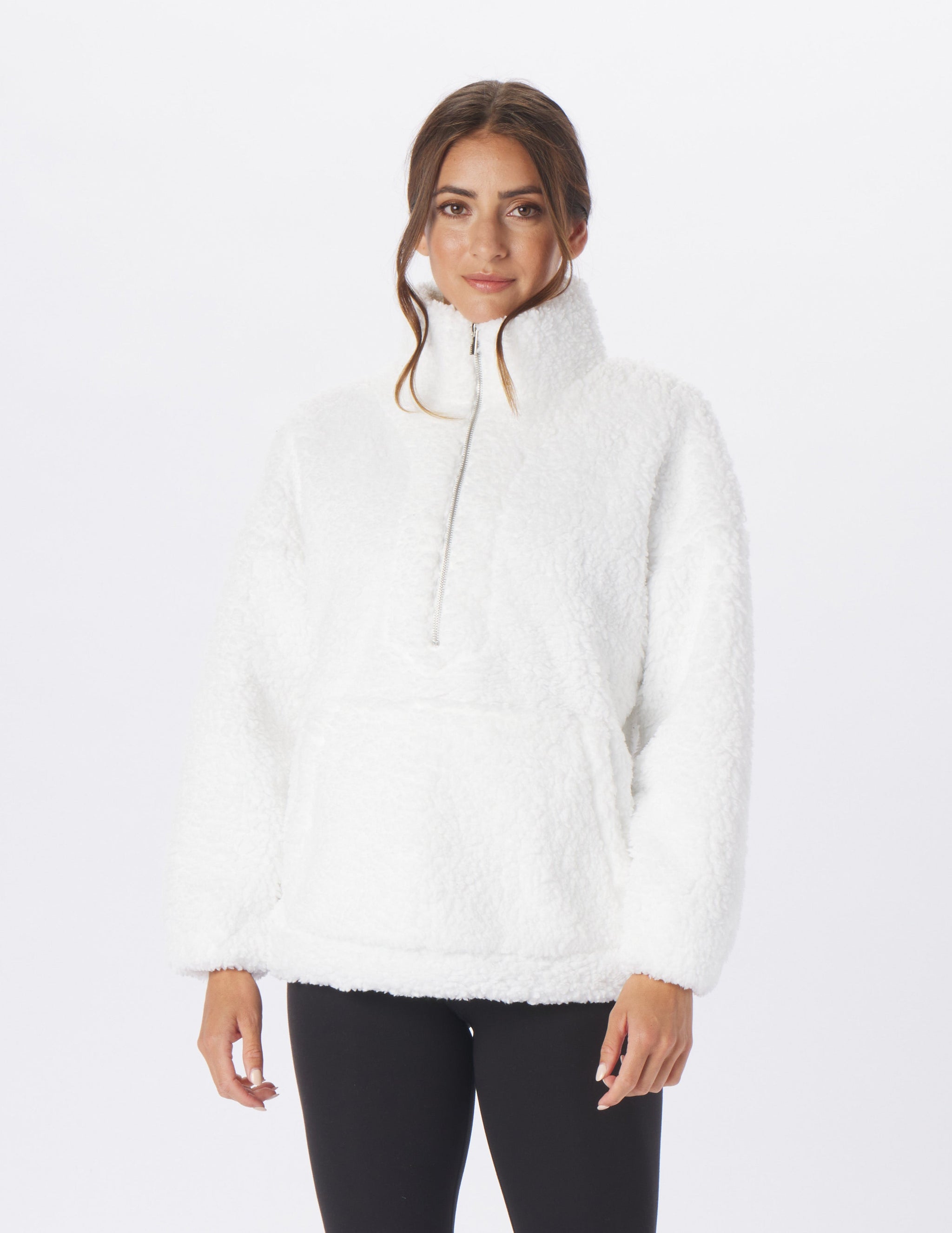 Sherpa Quarter Zip: White Sherpa Quarter Zip: White