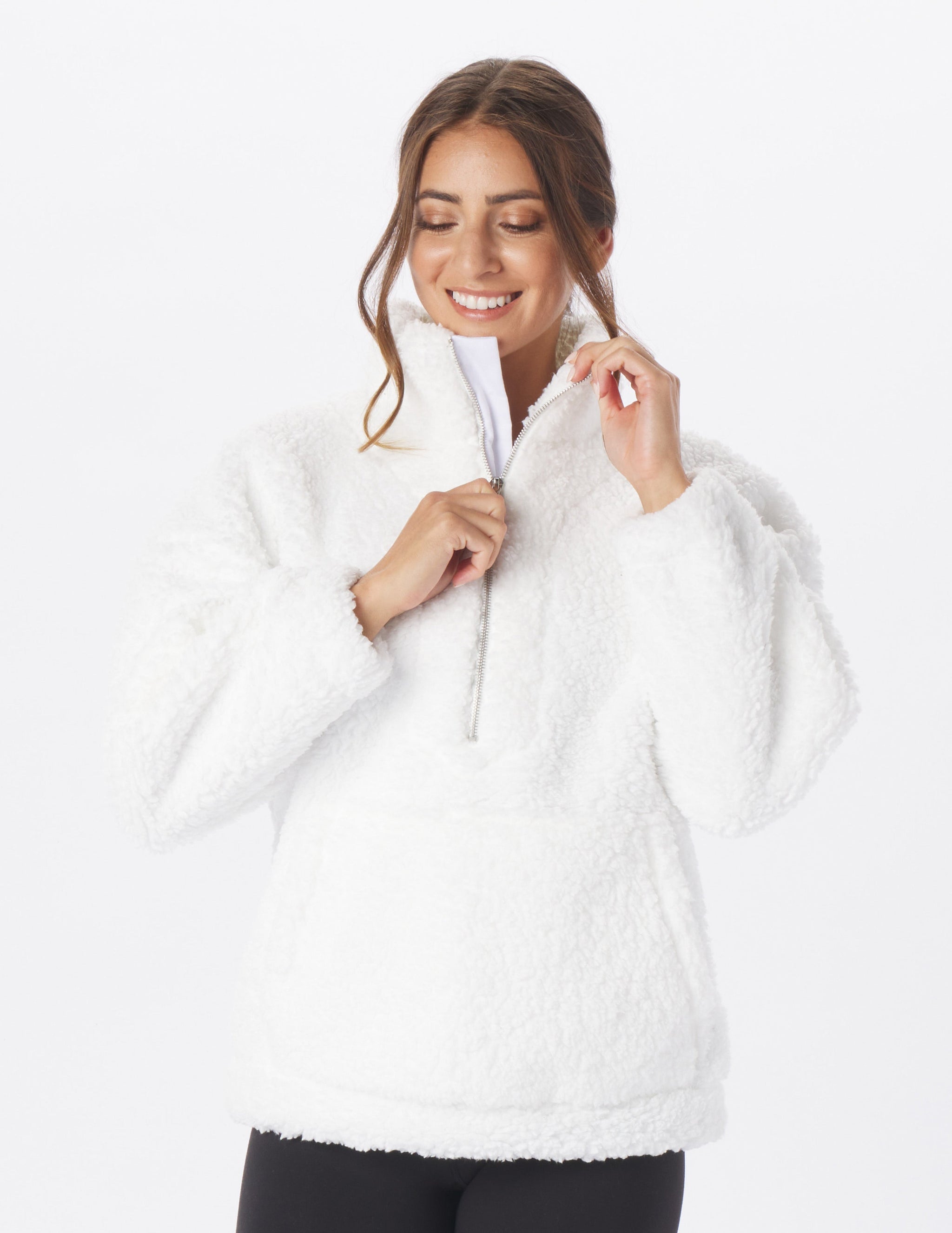 Sherpa Quarter Zip: White Sherpa Quarter Zip: White