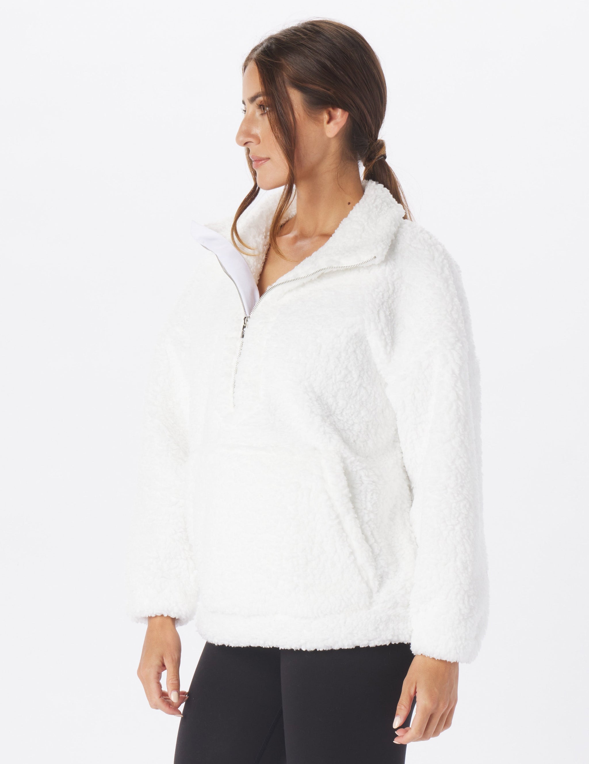 Sherpa Quarter Zip: White Sherpa Quarter Zip: White