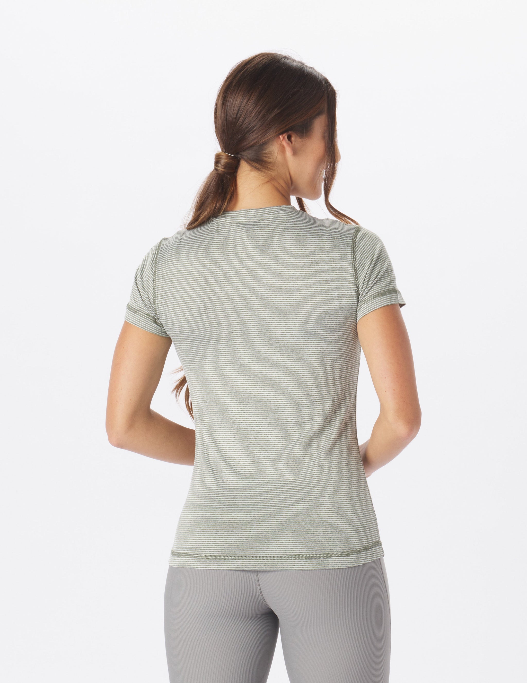 Simplicity Tee: Chive / Oatmilk Stripe Simplicity Tee: Chive / Oatmilk Stripe