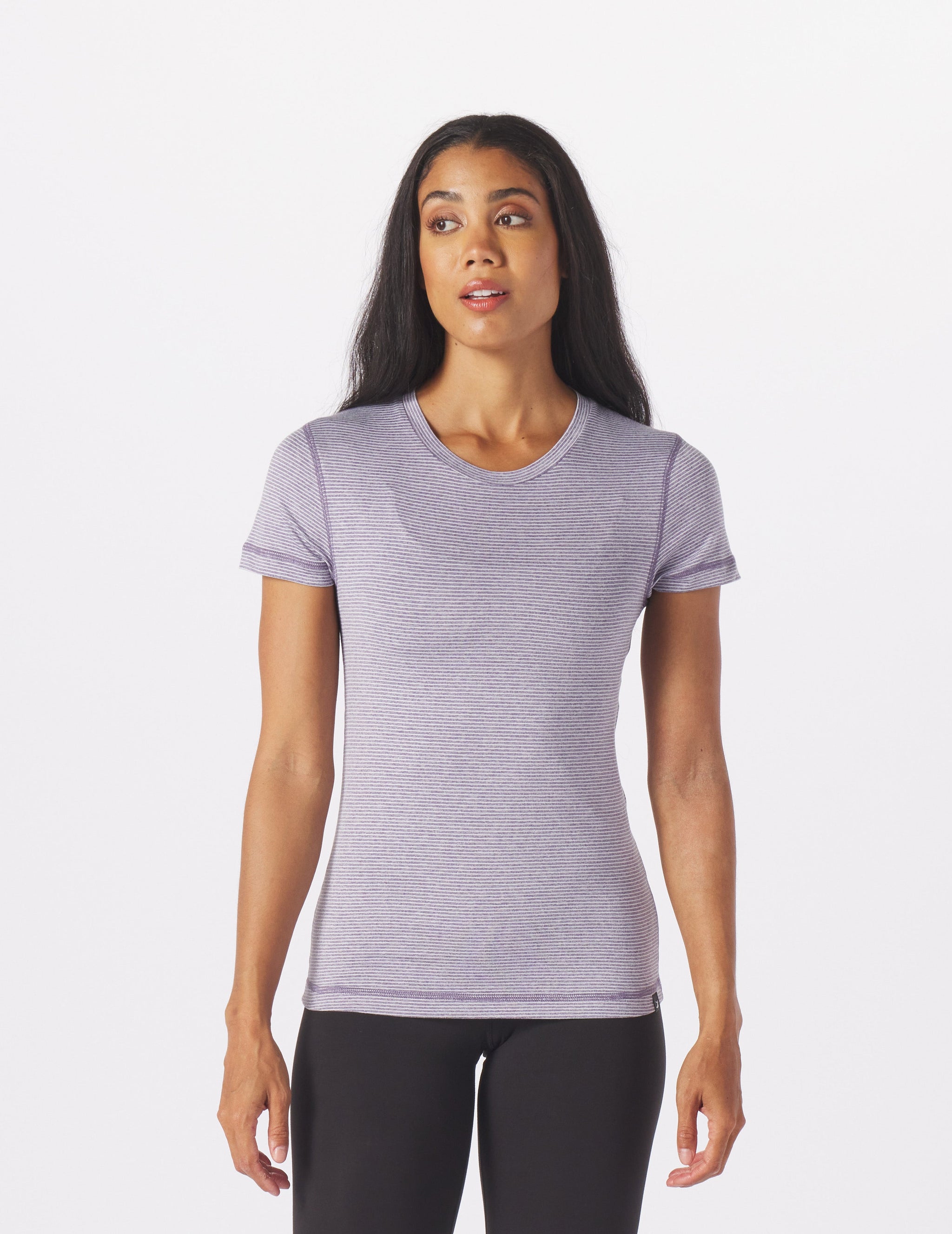Simplicity Tee: Amethyst/Oatmilk Stripe Simplicity Tee: Amethyst/Oatmilk Stripe