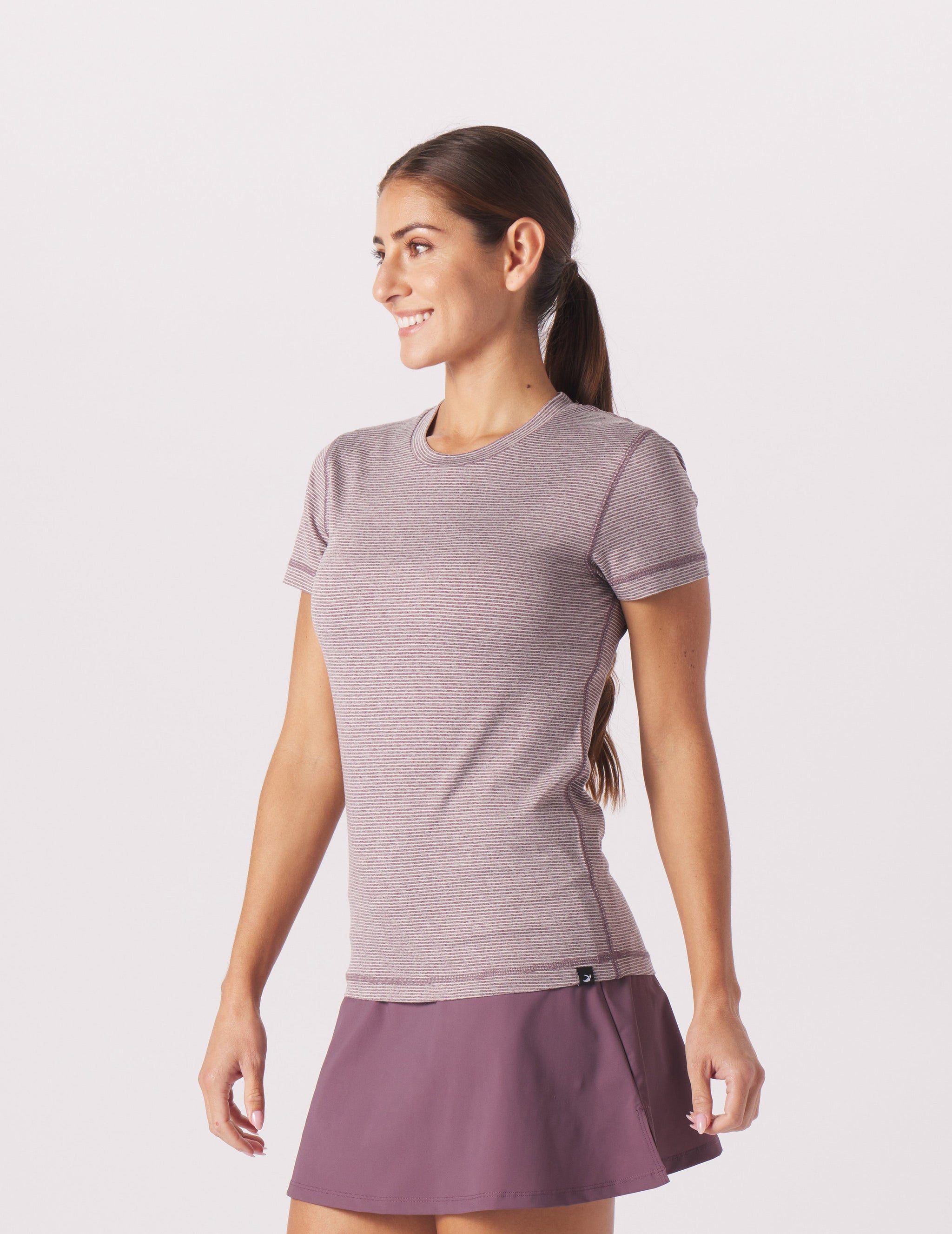 Simplicity Tee: Berry Wine/Oatmilk Stripe Simplicity Tee: Berry Wine/Oatmilk Stripe