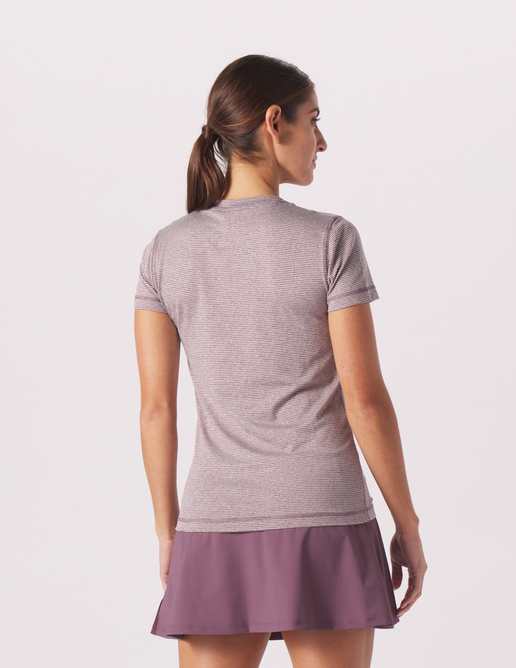 Simplicity Tee: Berry Wine/Oatmilk Stripe Simplicity Tee: Berry Wine/Oatmilk Stripe