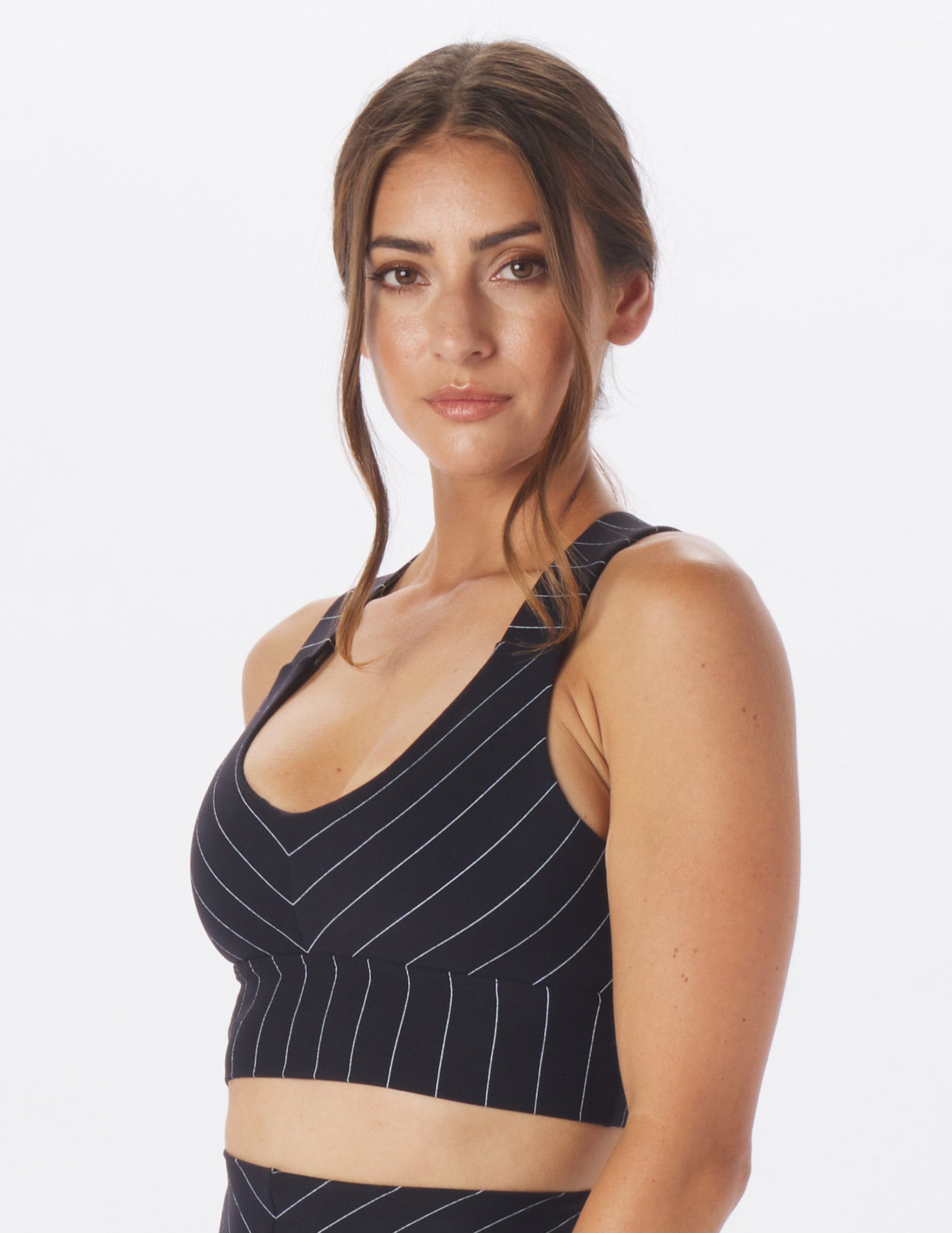 Stability Bra: Black/White Pin Stripe Stability Bra: Black/White Pin Stripe