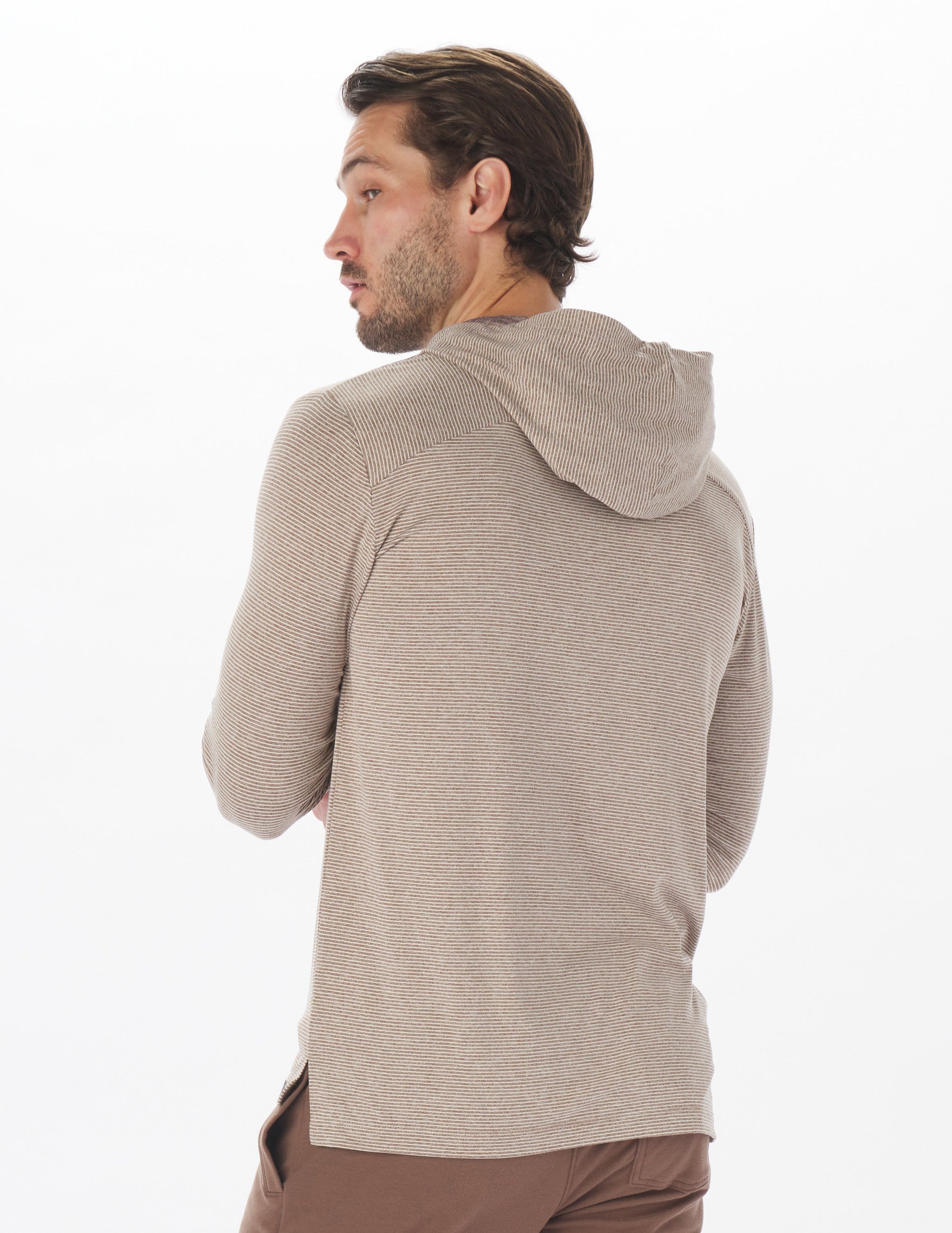 Taclite Hoodie: Espresso and Oatmilk Stripe Taclite Hoodie: Espresso and Oatmilk Stripe