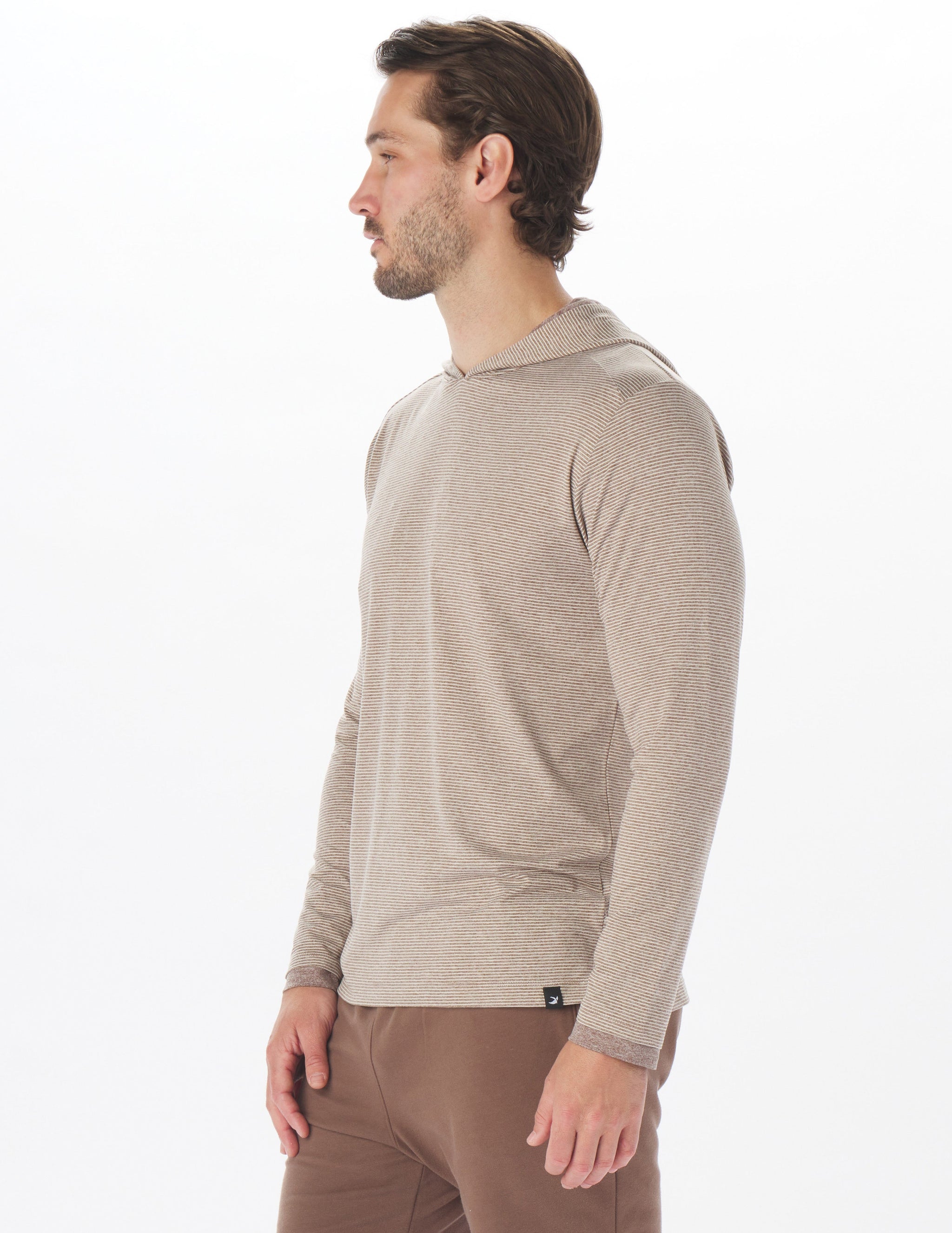 Taclite Hoodie: Espresso and Oatmilk Stripe Taclite Hoodie: Espresso and Oatmilk Stripe