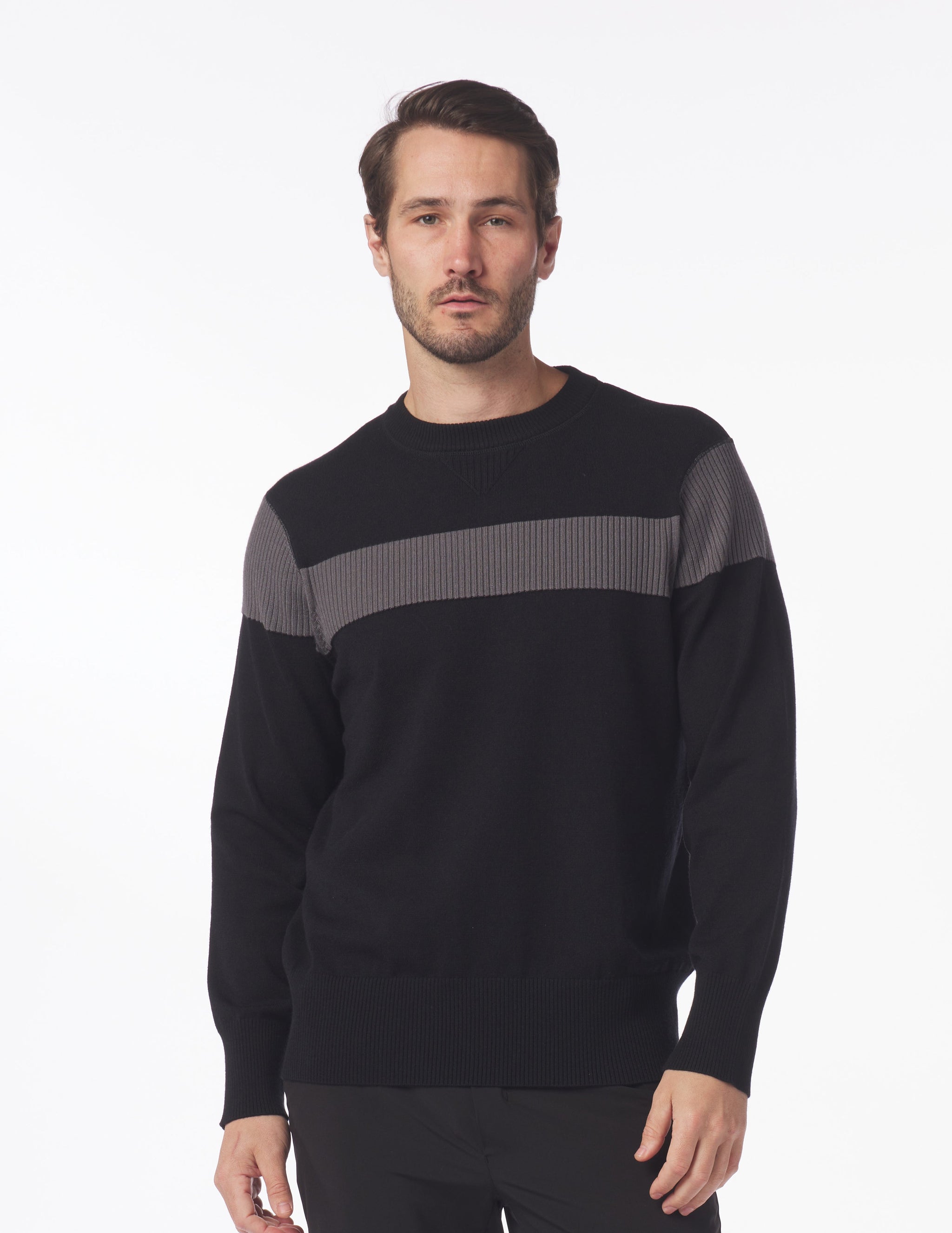 Tactical Crewneck Sweater: Black/Smoke Grey Stripe Tactical Crewneck Sweater: Black/Smoke Grey Stripe