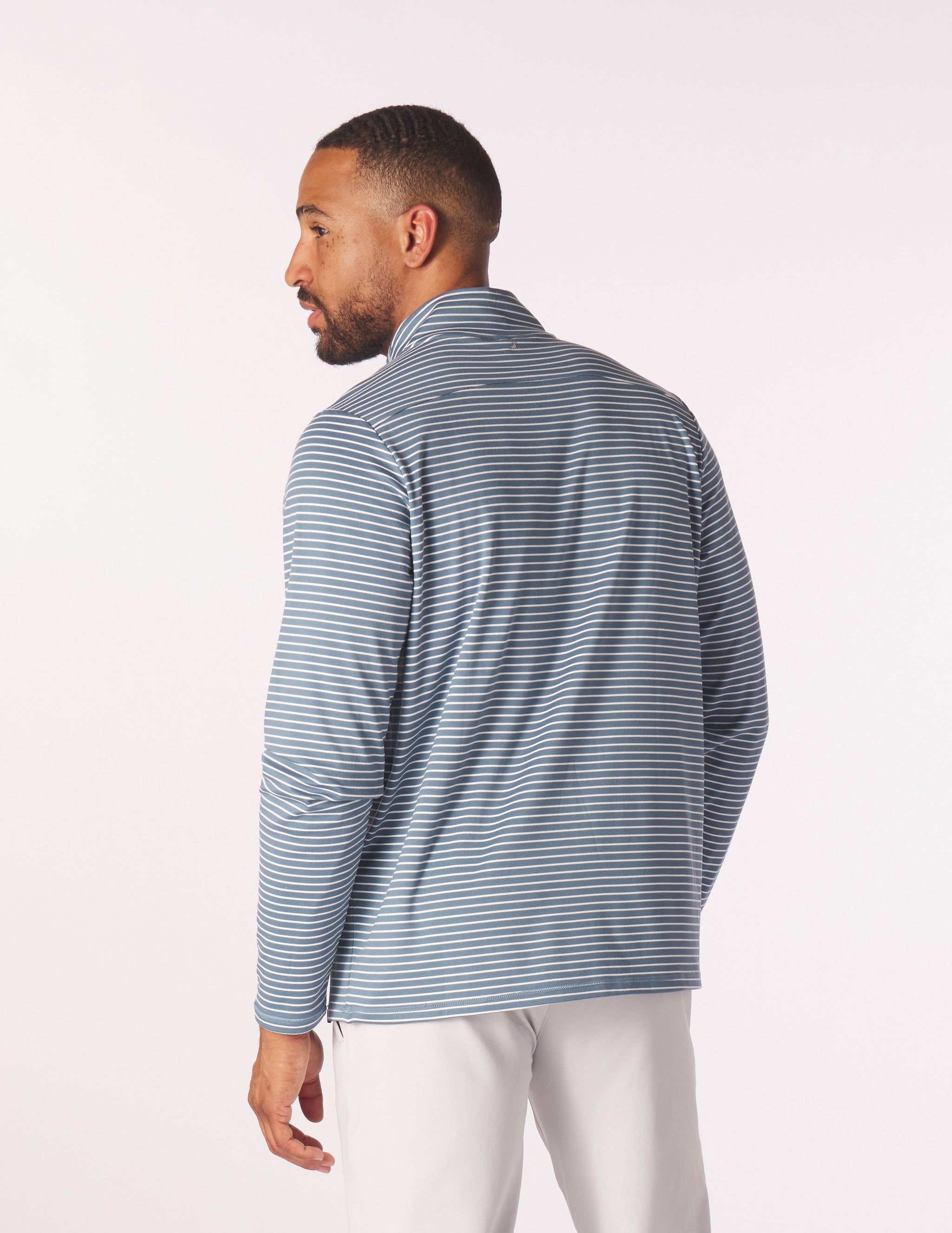 Tahoe 1/4 Zip: Washed Blue/White Stripe Tahoe 1/4 Zip: Washed Blue/White Stripe