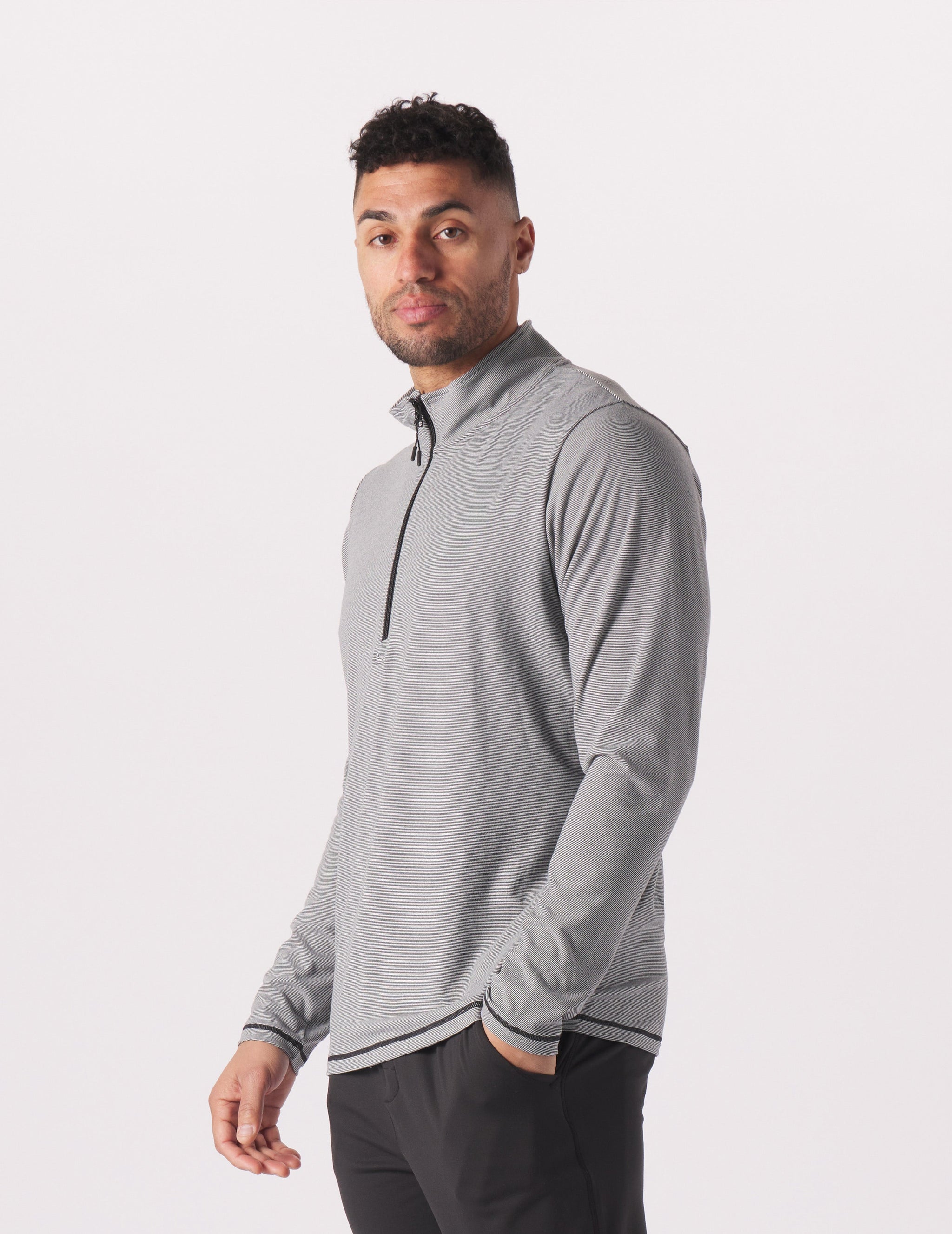 Tahoe 1/4 Zip: Black/White Stripe Tahoe 1/4 Zip: Black/White Stripe