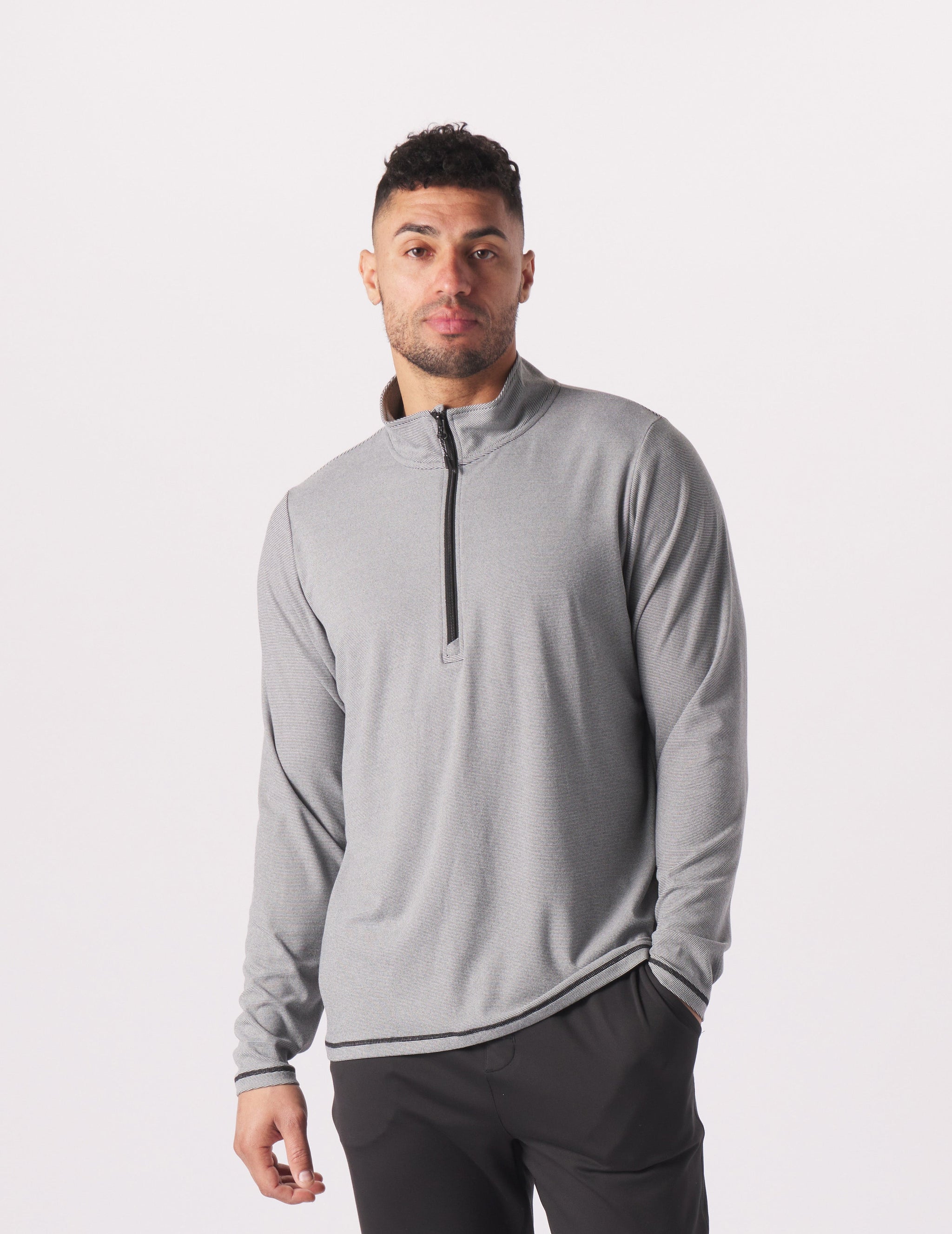 Tahoe 1/4 Zip: Black/White Stripe Tahoe 1/4 Zip: Black/White Stripe