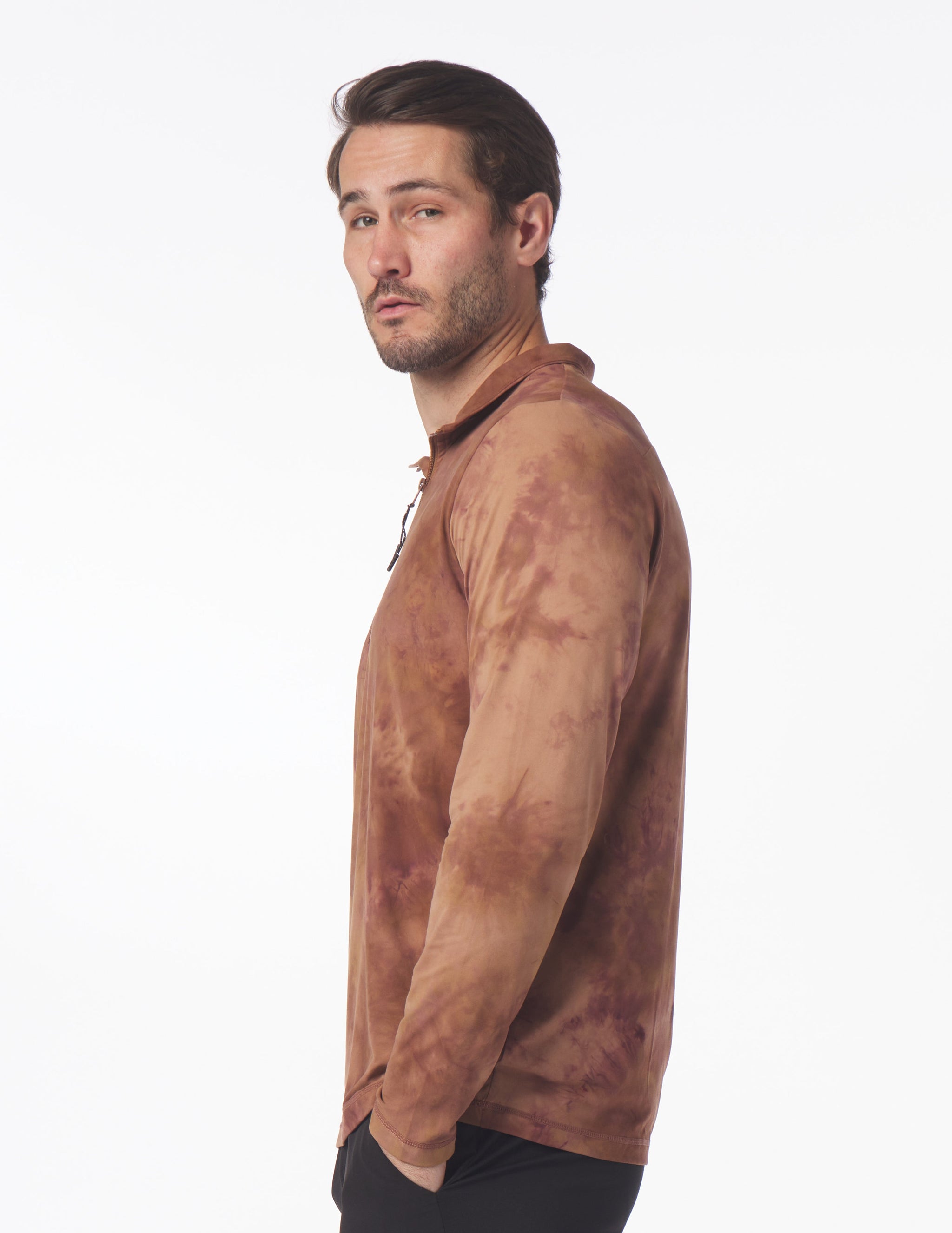 Tahoe 1/4 Zip: Mocha Stone Dye Tahoe 1/4 Zip: Mocha Stone Dye