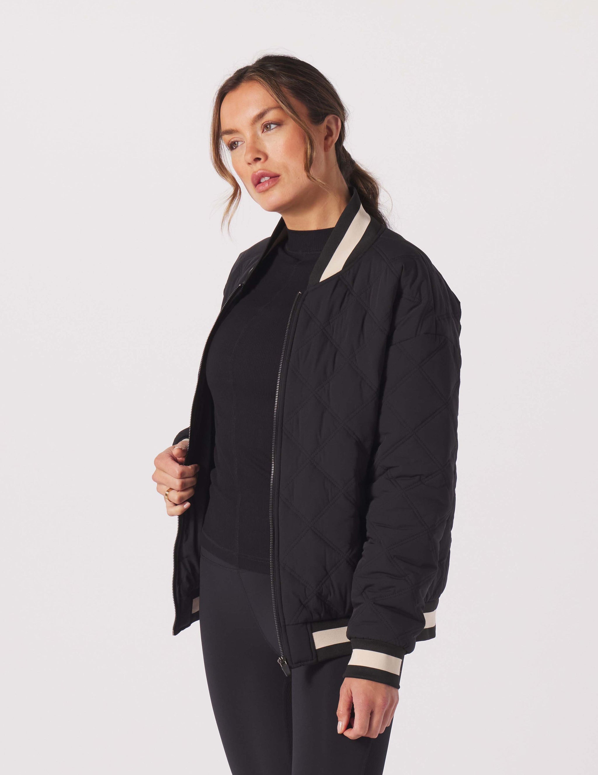 Varsity Jacket: Black/Oatmilk Varsity Jacket: Black/Oatmilk