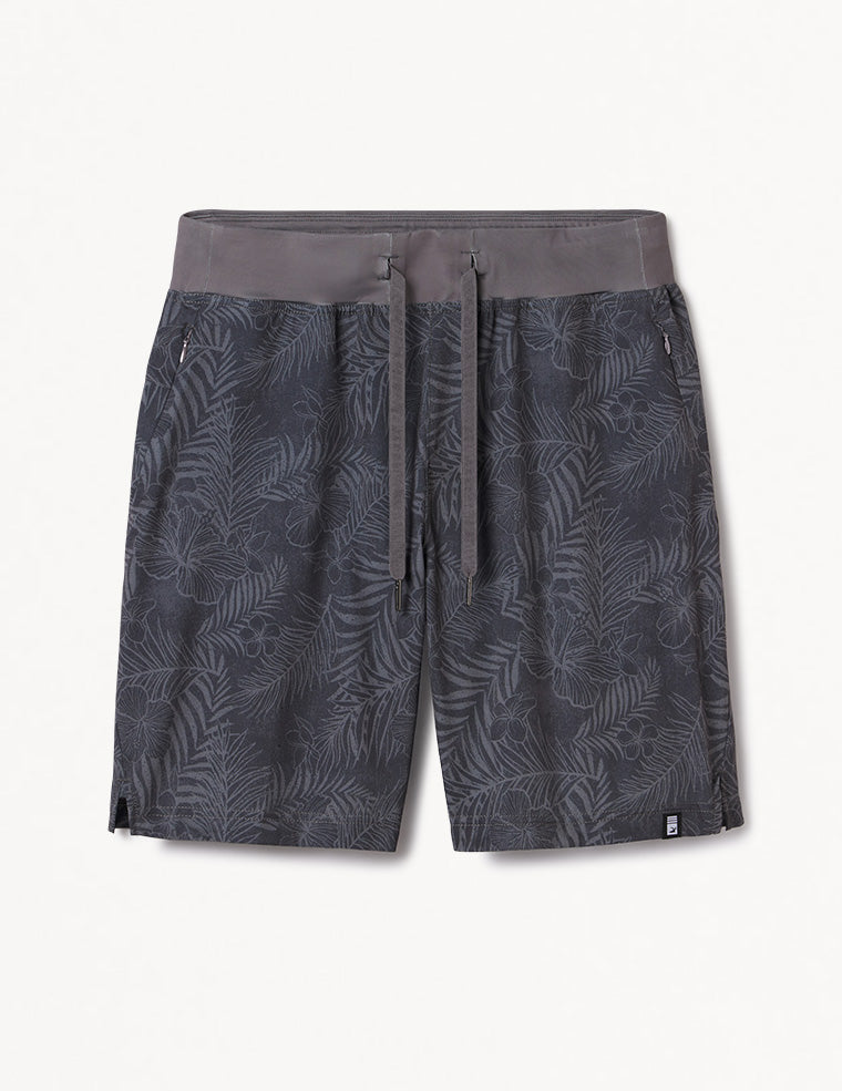 Acadia Short: Smoke Grey Tropic Print Acadia Short: Smoke Grey Tropic Print