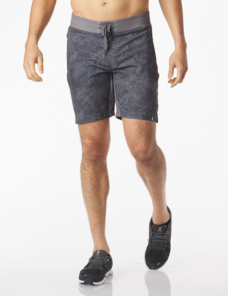 Acadia Short: Smoke Grey Tropic Print Acadia Short: Smoke Grey Tropic Print