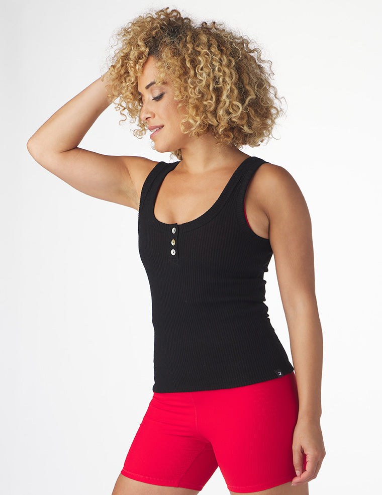 Comfort Henley Tank: Black Comfort Henley Tank: Black