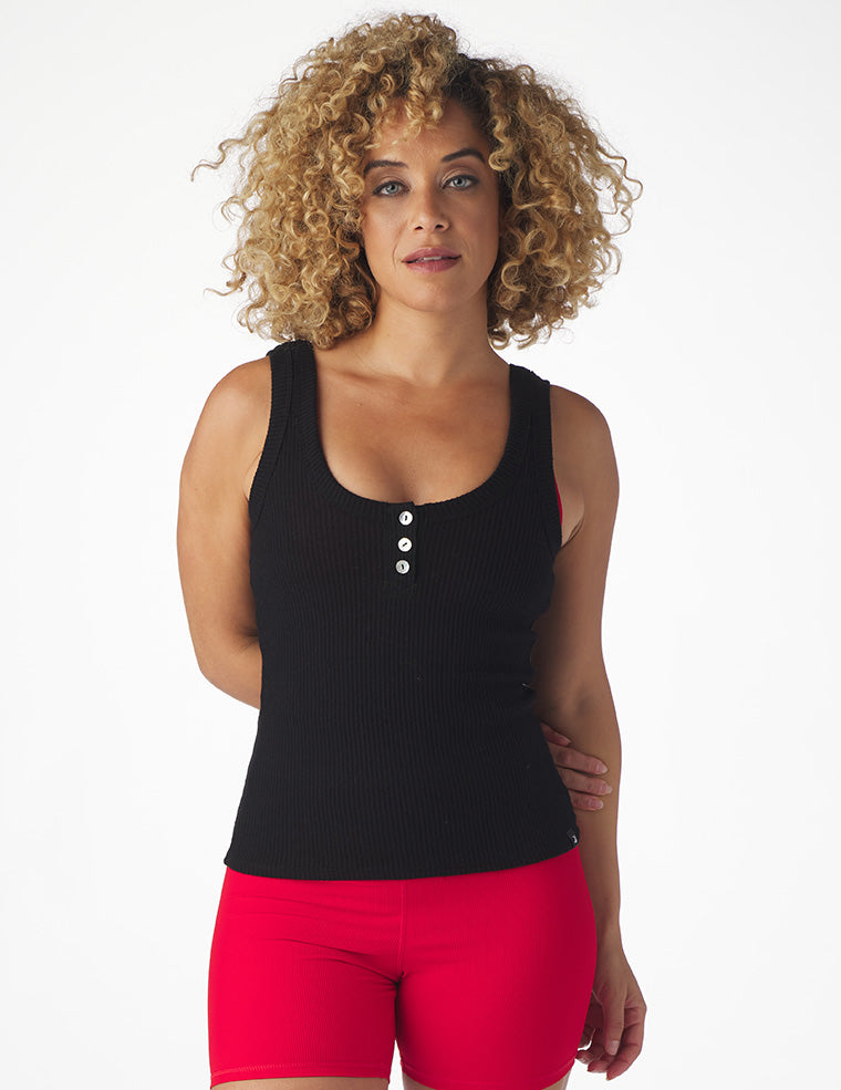 Comfort Henley Tank: Black Comfort Henley Tank: Black
