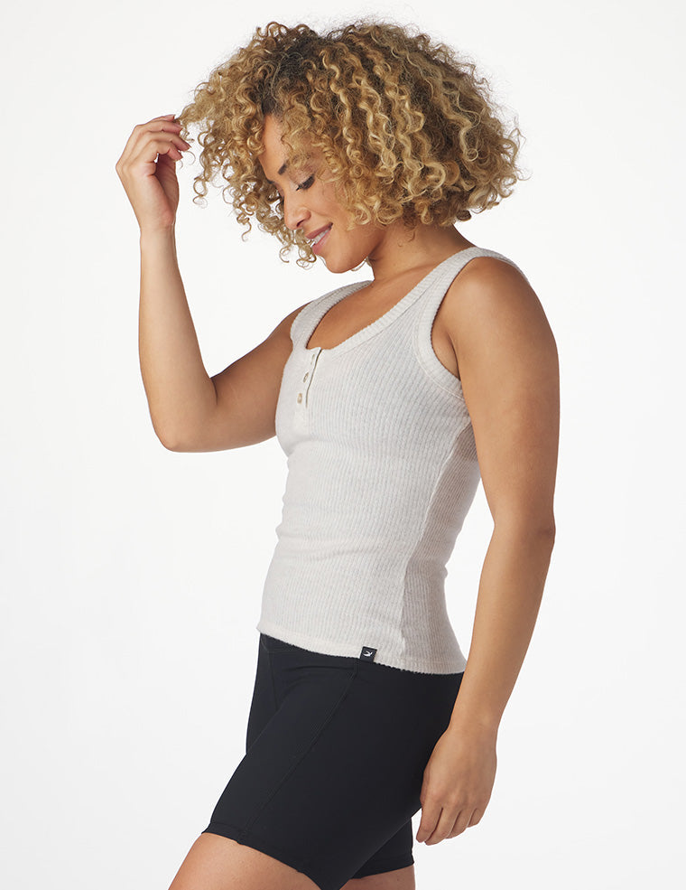 Comfort Henley Tank: Oatmeal Heather Comfort Henley Tank: Oatmeal Heather
