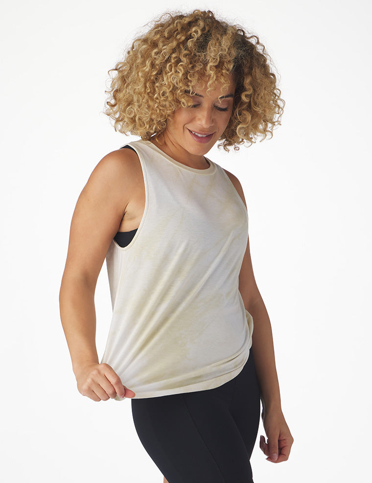 Electric Tank: Oatmilk Tie-Dye Stripe Electric Tank: Oatmilk Tie-Dye Stripe