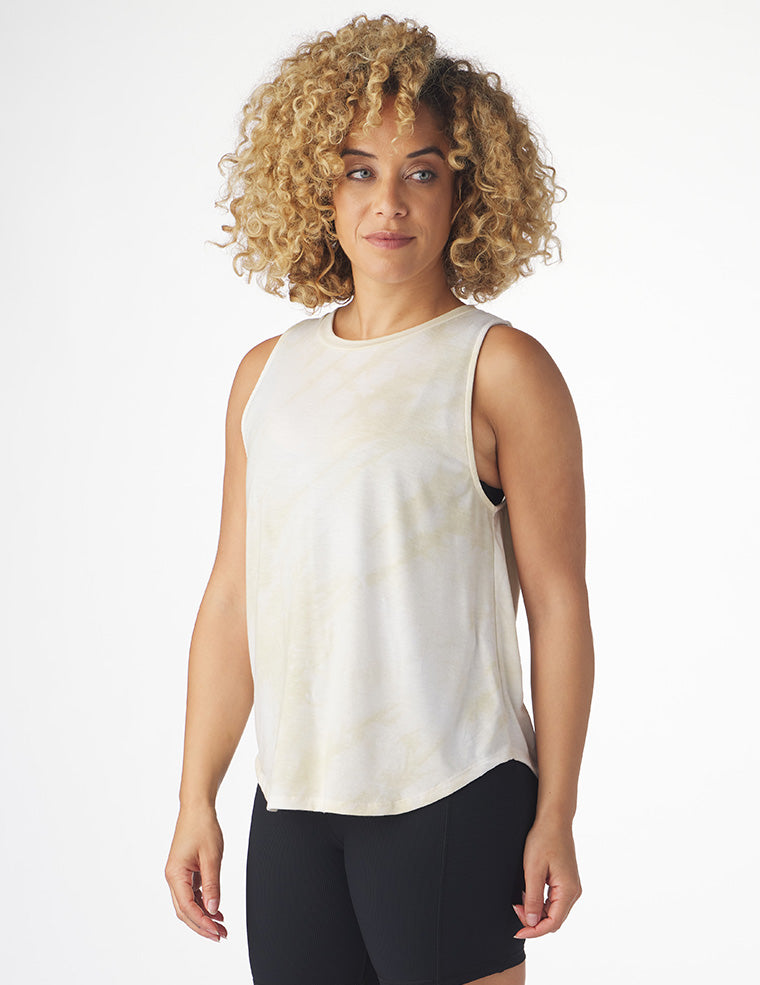 Electric Tank: Oatmilk Tie-Dye Stripe Electric Tank: Oatmilk Tie-Dye Stripe