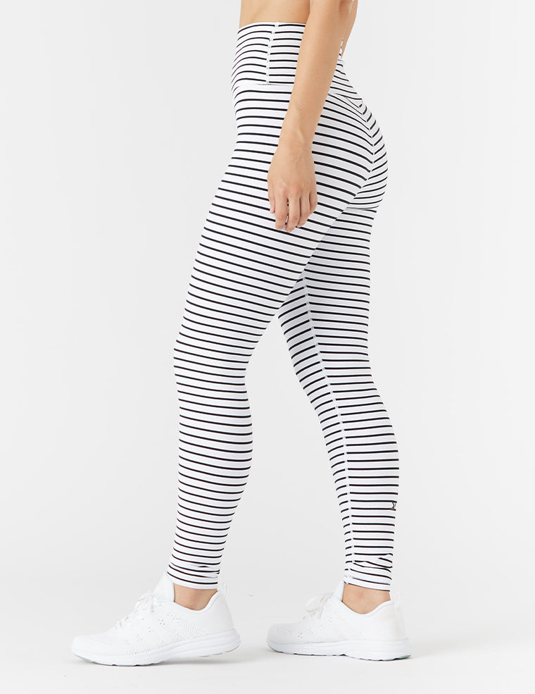 High Power Legging: White / Black Stripe High Power Legging: White / Black Stripe