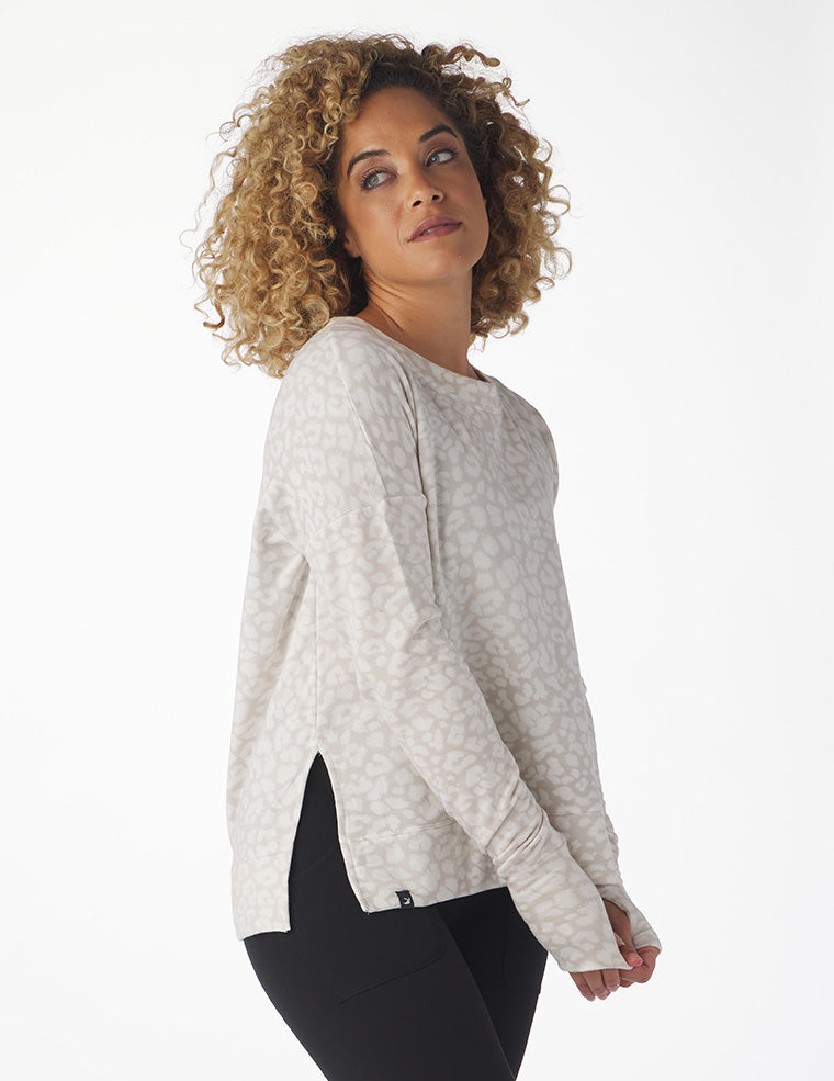 Lounge Long Sleeve: Oatmilk White Leopard Lounge Long Sleeve: Oatmilk White Leopard